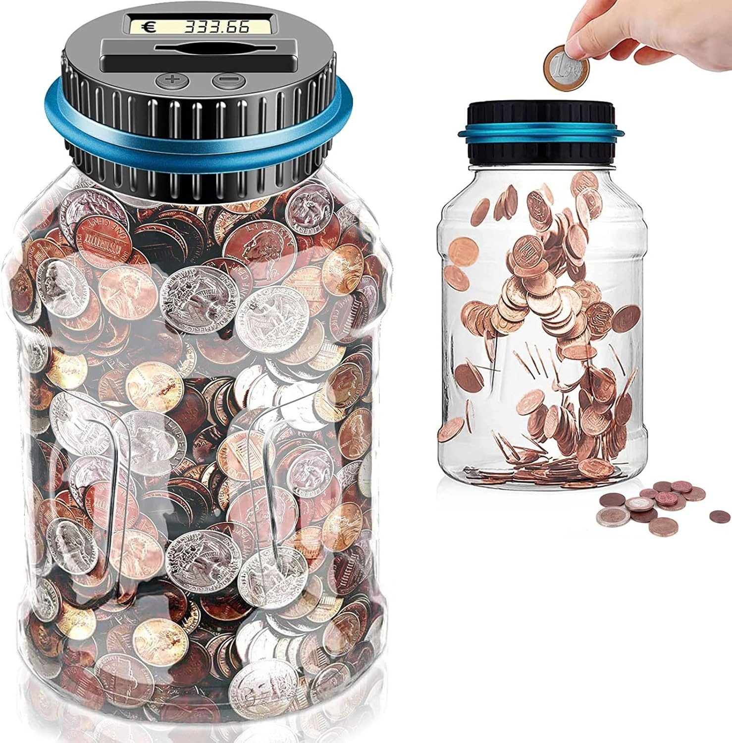 skelo Spardose Flasche Geld sparen, Klarer Geldsparer, Geldzählglas, 11 × 1 günstig online kaufen