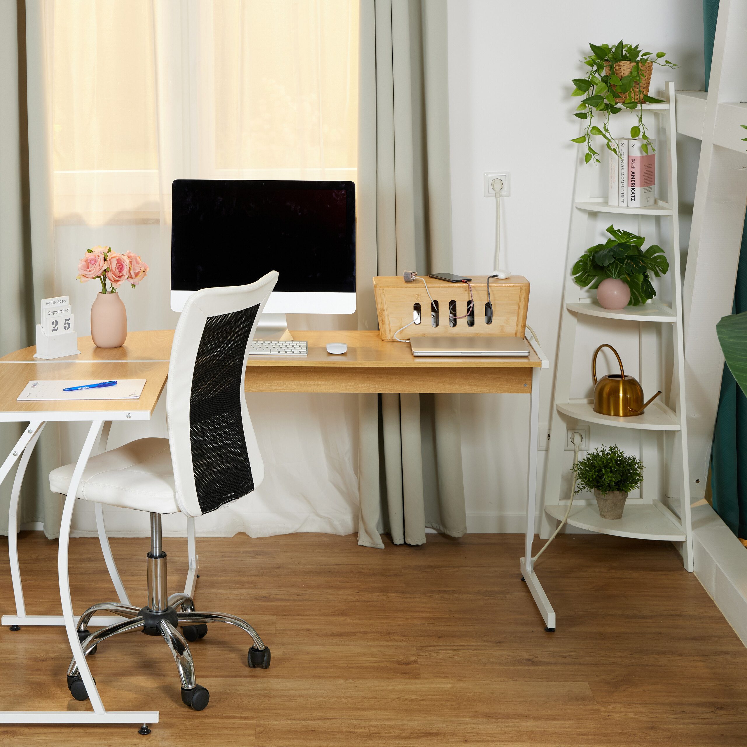 relaxdays Kabelbox aus Bambus