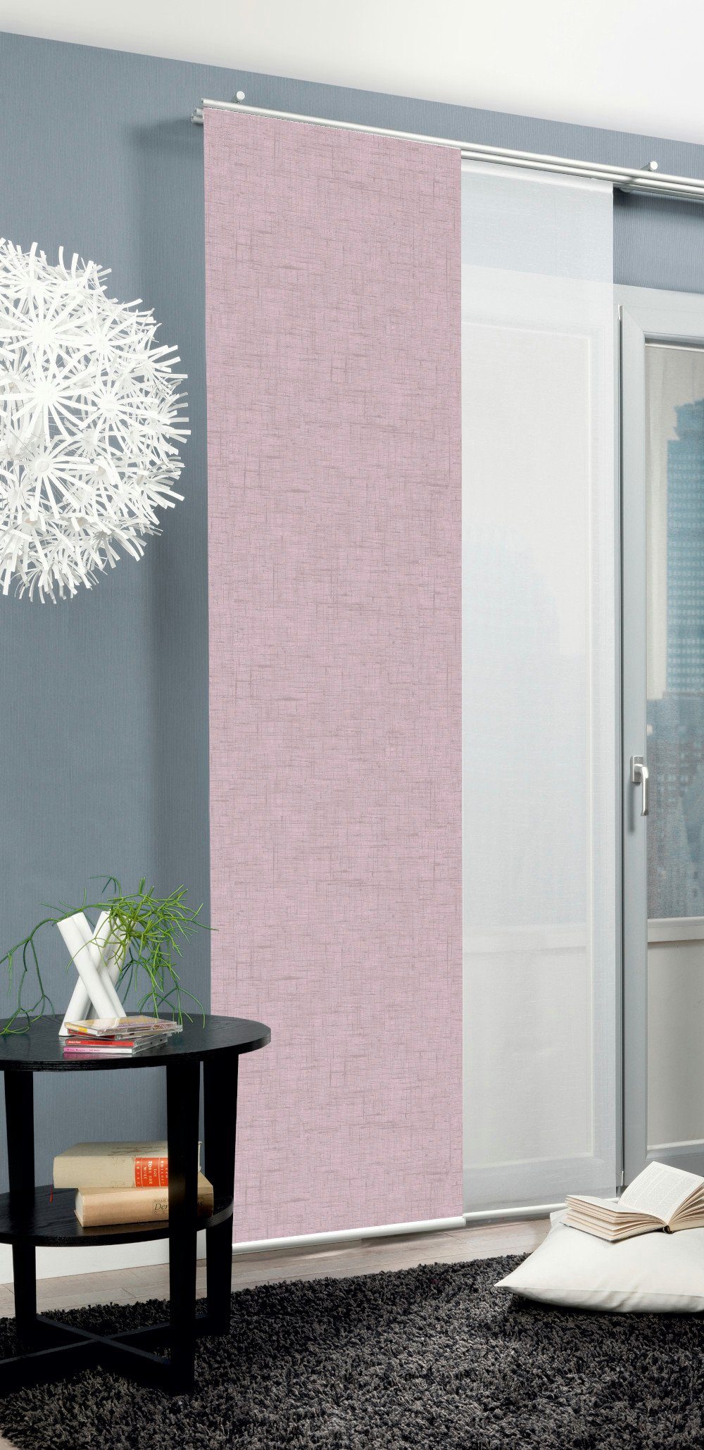 HOME WOHNIDEEN Schiebegardine Schiebegardine PIVE, Digitaldurck, Dekostoff, Seidenoptik 245x60 cm (1 St), Paneelwagen, halbtransparent, 100% Polyester
