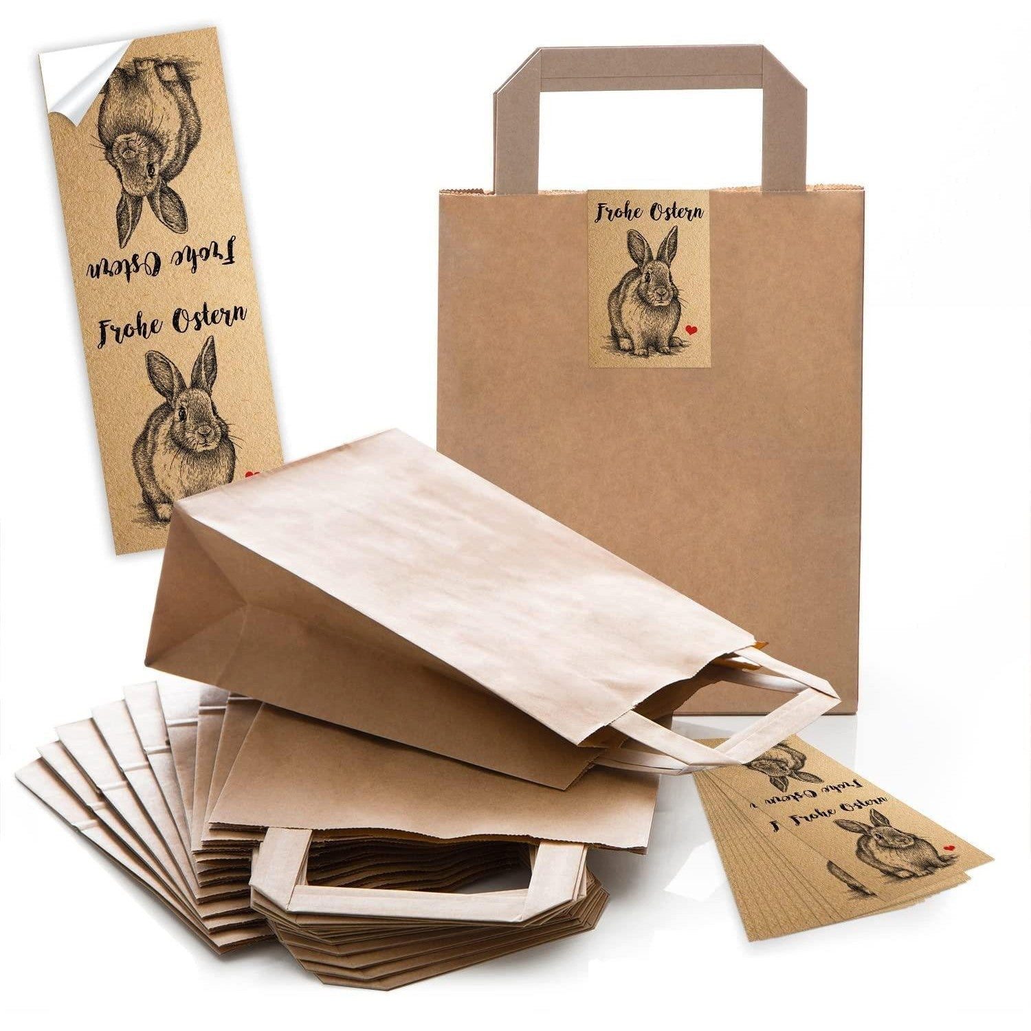 Logbuch-Verlag Papierspitztüten Braune Henkeltüten 18 x 8 x 22 cm mit Banderolen zu Ostern in – Bild 4 von 5