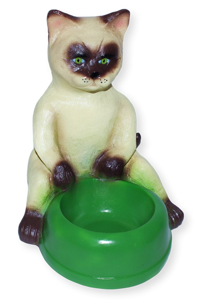 Rakso Oskar Schneider GmbH Tierfigur Deko Katze Siamkatze mit grünem Fressnapf Trinknapf H 29 cm