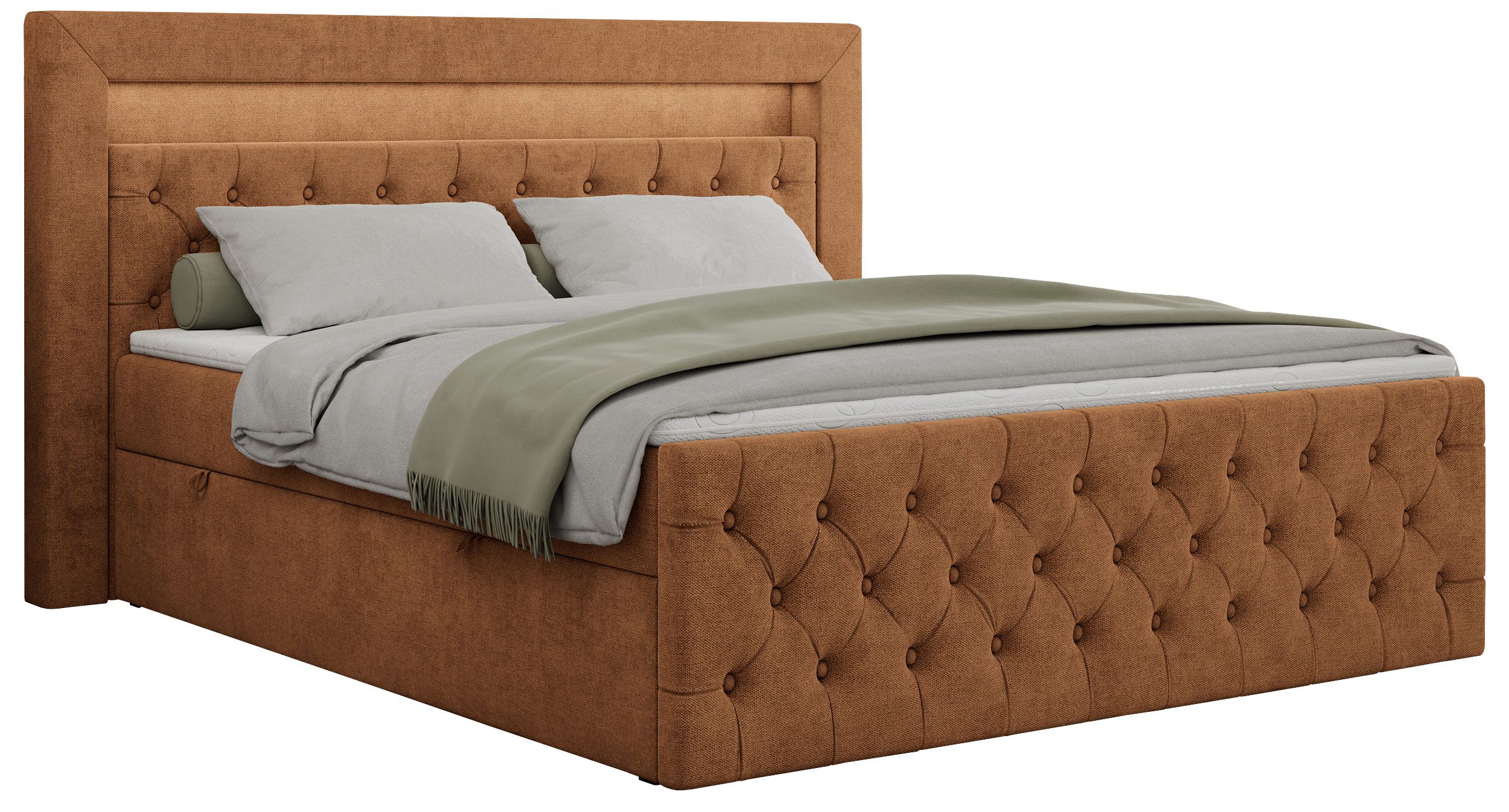 MKS MÖBEL Boxspringbett GOLD9 (Set, Packung, H3-Matratze, Bettkästen, T30-Schaum, 7 Härtezonen), Doppelbett mit Multipocket-Matratzen, Topper T25/Visco, Polsterbett