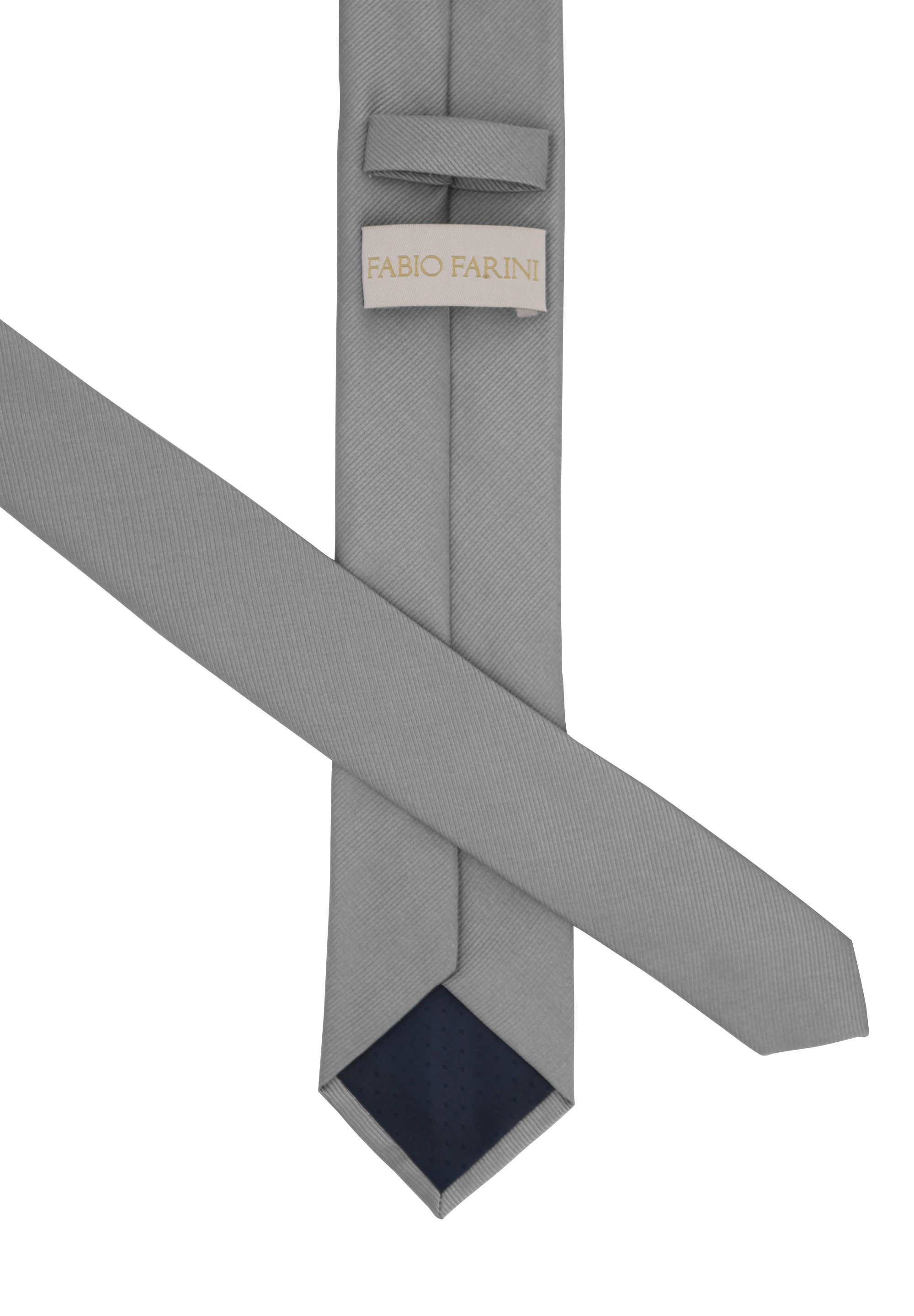 Fabio Farini Krawatte einfarbige Herren Schlips - Unicolor Krawatte in 6cm oder 8cm Breite (1-St., Unifarben) Schmal (6cm), Silber perfekt als Geschenk