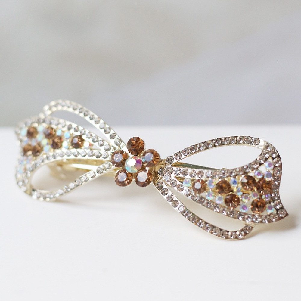 The Beauty House Haarspange Luxus Haarklammer Schleife mit Strass Kristallen Haarkamm Haarschmuck, Haarclip für Damen, Braut, Hochzeit, Party & festliche Anlässe