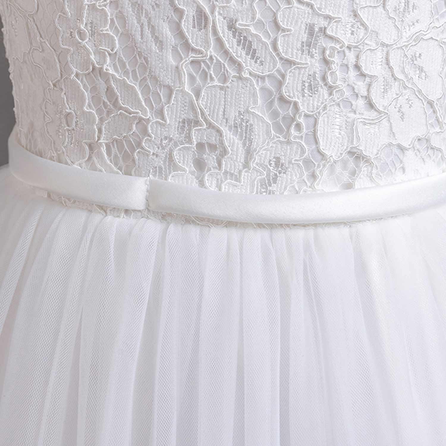 Daisred Weiß Blumenmädchen Abendkleid Tüllkleider Prinzessinnenkleider Abendkleider
