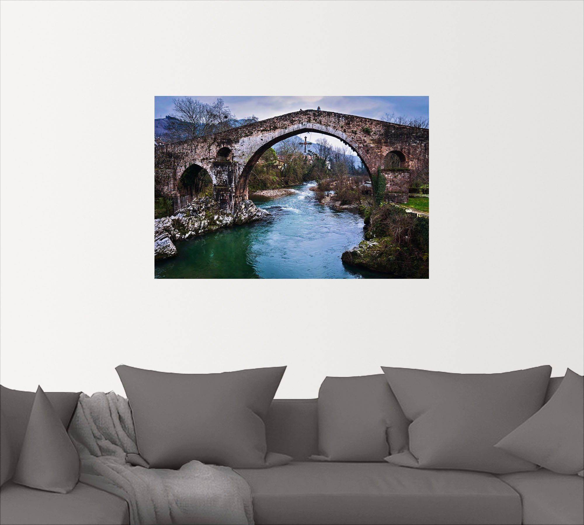 Brücken (1 als Artland in in Größen versch. Brücke Leinwandbild, St), Wandaufkleber Poster Alubild, Romanische Nordspanien, oder Wandbild