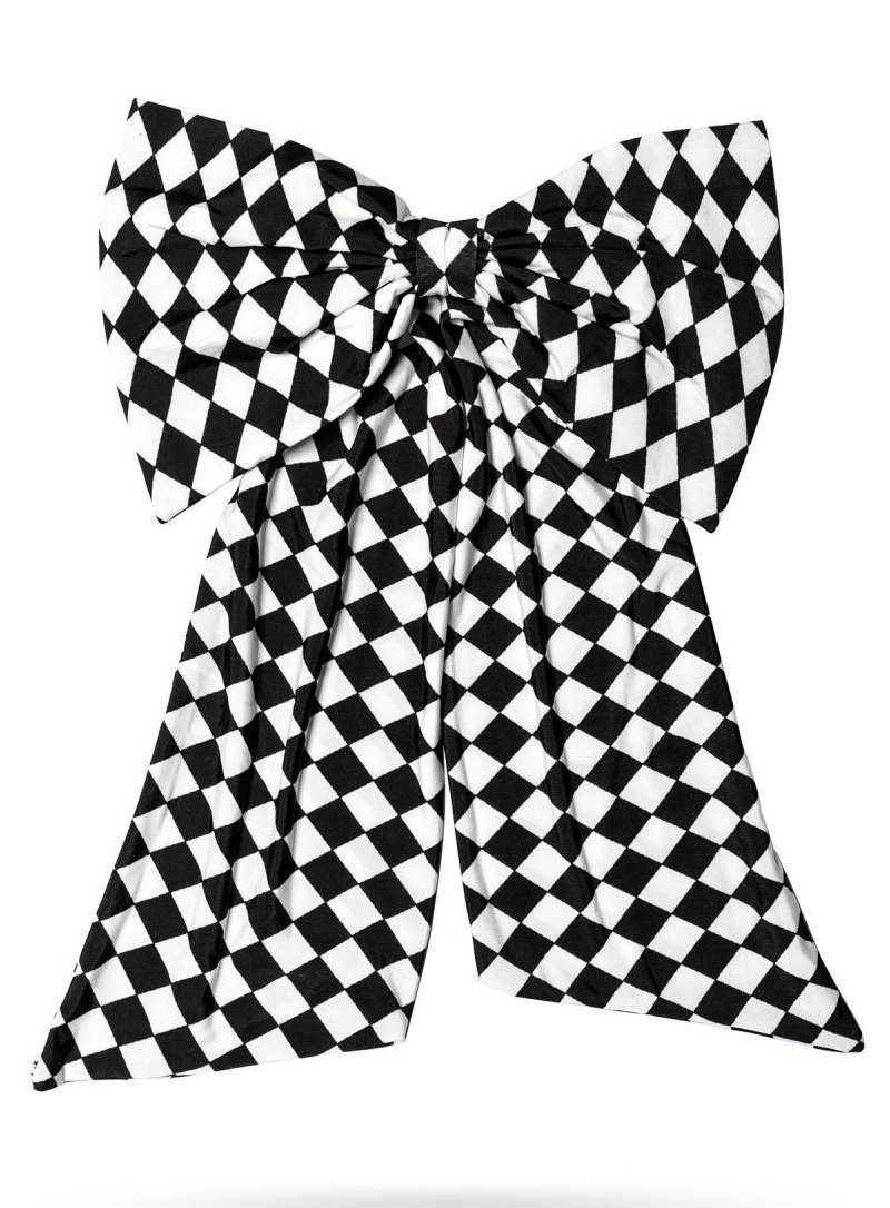 Metamorph Fliege Große Fliege mit Schleife kariert Bedeckt fast den halben Oberkörper - für Clowns oder Hutmacher