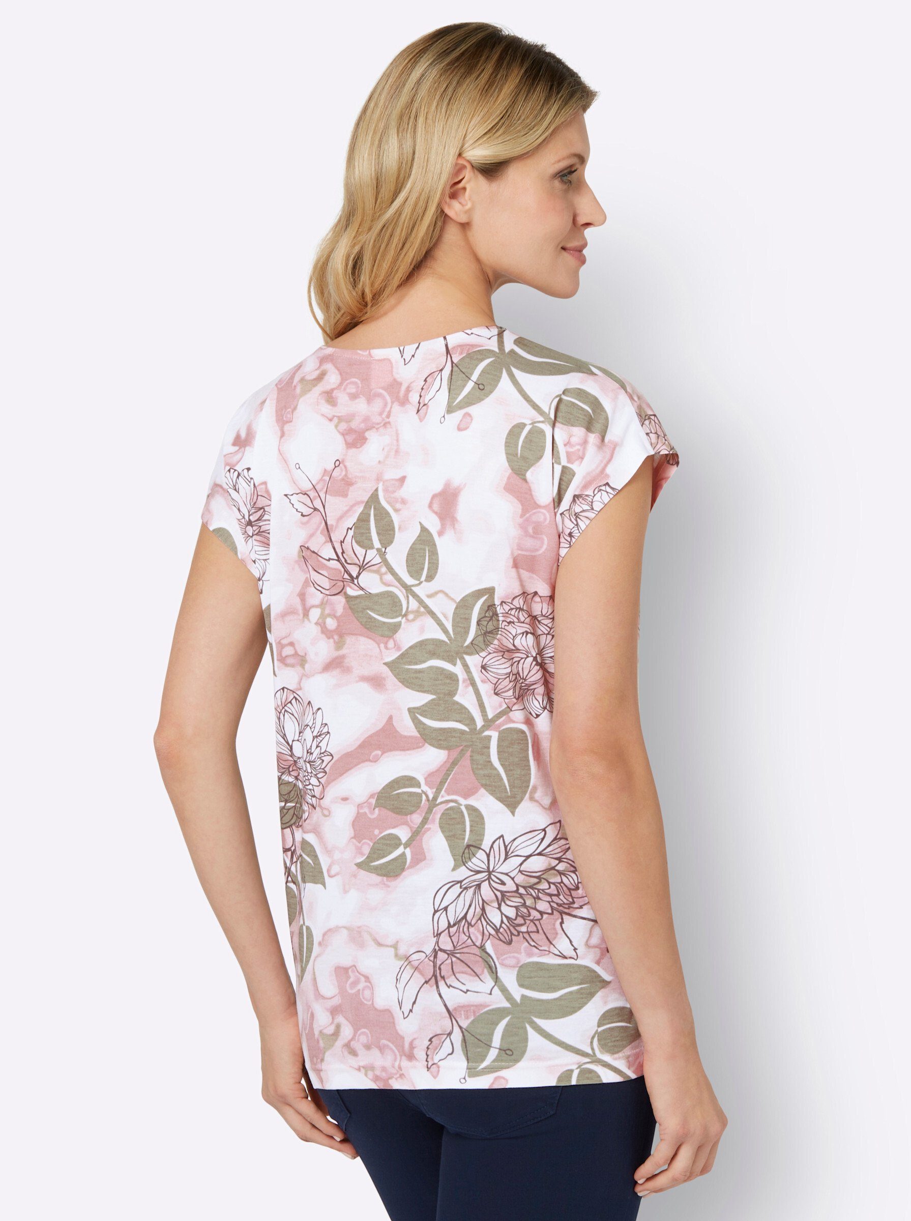 Sieh an! T-Shirt Rundhalsshirt . mit glänzendem Blumendruck günstig online kaufen
