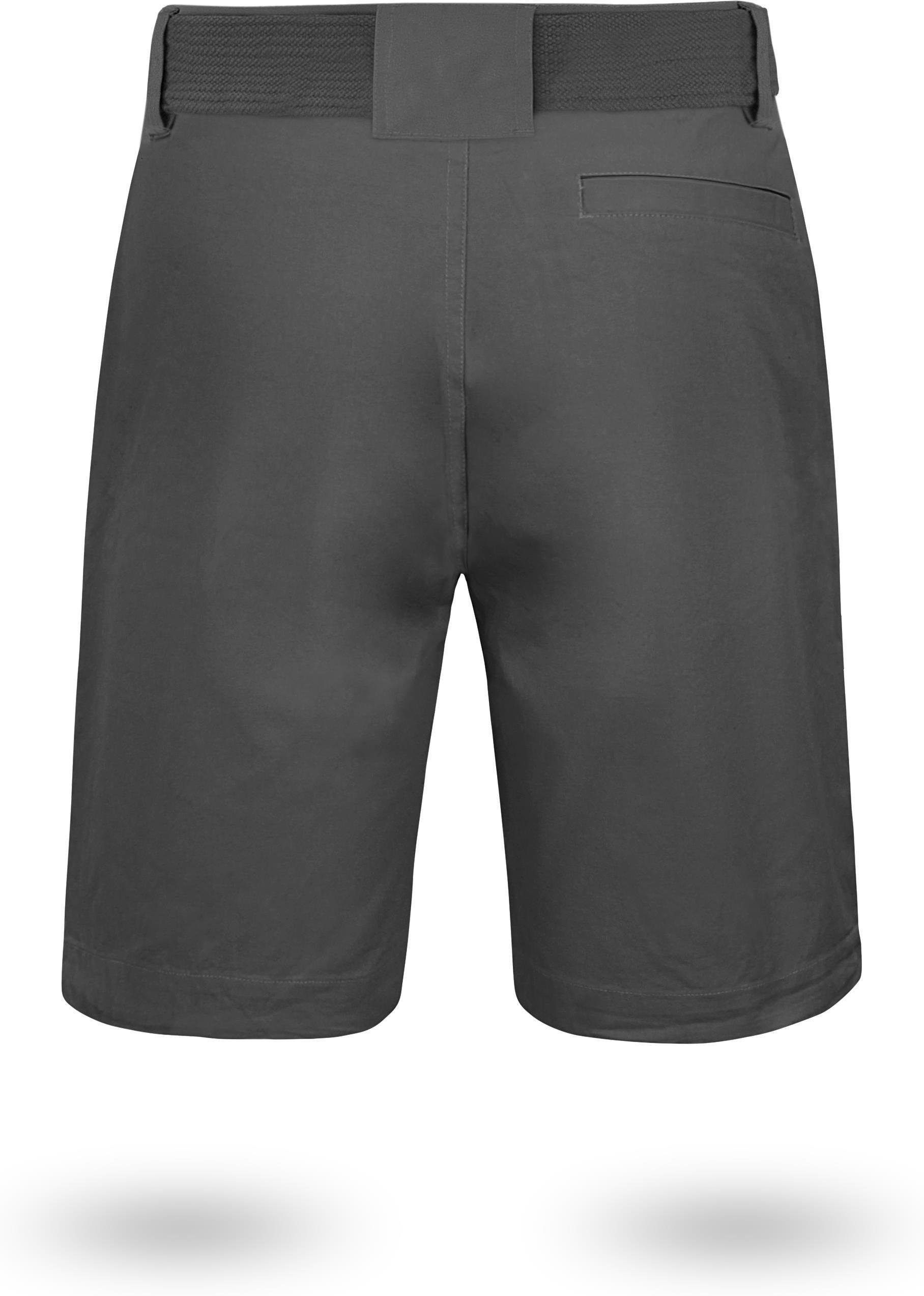 Shorts mit Anthrazit 100% Sommershort kurze mit normani „Taklamakan“ Bermudas Gürtel invisible Vintage aus „Gobi“ Shorts Chino Bio-Baumwolle Zippertasche
