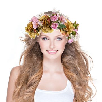 Truyuety Haarband Blumenkrone Blumenkranz Haare für Frauen Hochzeit Party Damen Haarband, 1-tlg.