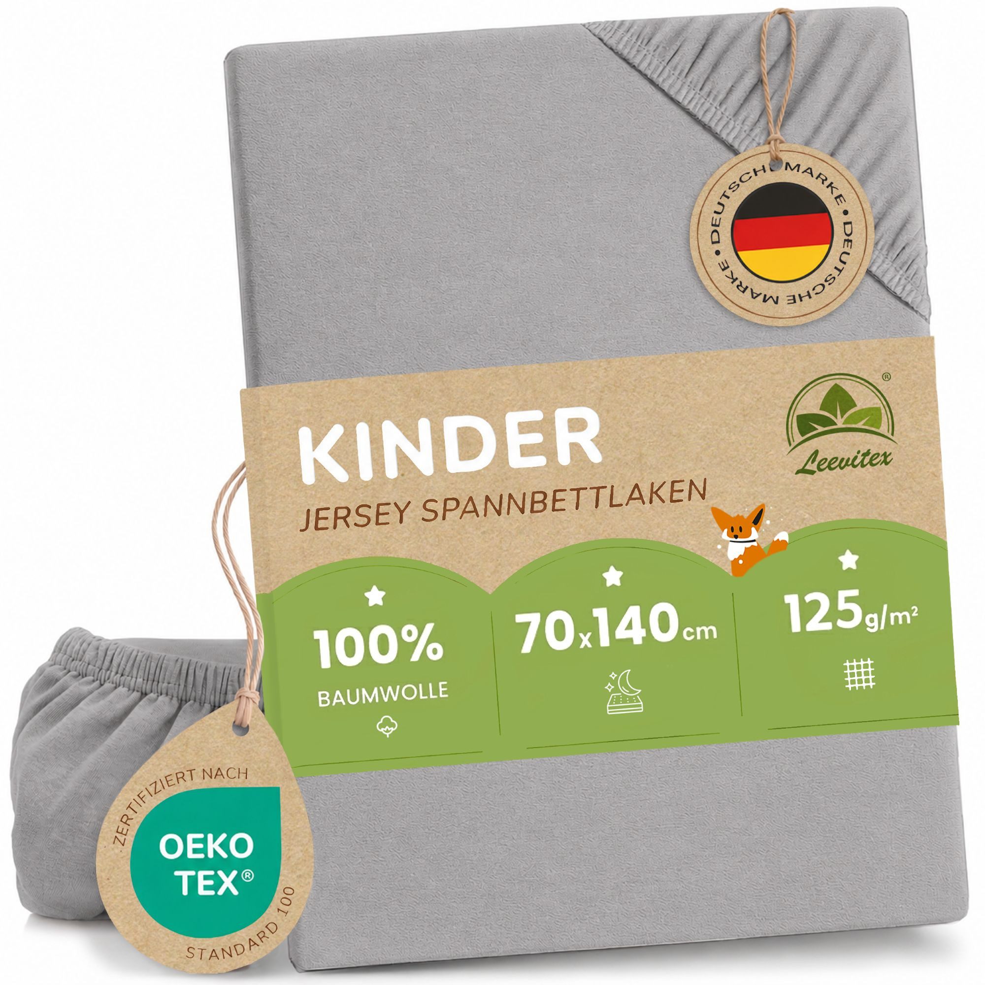 leevitex® Spannbettlaken in verschiedenen Größen und Farben, Jersey aus 100% Baumwolle, Jersey, Gummizug: rundum, (1 Stück), in verschiedenen Größen und Farben, Jersey aus 100% Baumwolle