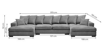 Kaiser Möbel Ecksofa Ecksofa, Sofa U-form, Couch U-form Gabon stoff Zoom, mit Relaxfunktion