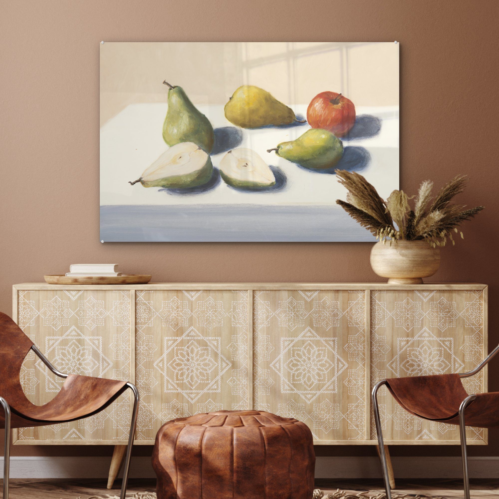 Acrylglasbilder (1 - & Wohnzimmer - Schlafzimmer Birnen Obst MuchoWow Acrylglasbild Farbe, St),