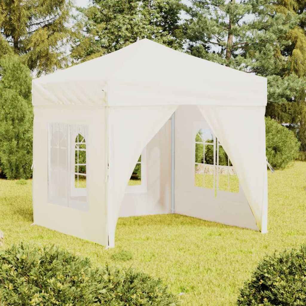 furnicato Partyzelt Faltbares Creme 197,5 x 197,5 x 234 cm, UV-beständiger Pavillon mit wasserabweisendem Dach und Seitenwänden