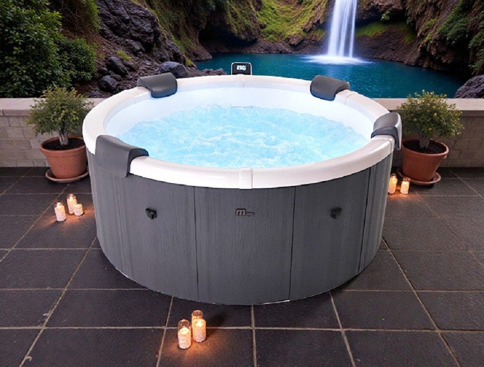 mSpa Whirlpool Denver & Rova - Ø 182 x 70 cm - ganzjährig Outdoor Pool - XXL, Stecksystem mit Einlageplane, feste Außenwand - inkl. LED, UVC+, WiFi, App-Steuerung, 6 Personen