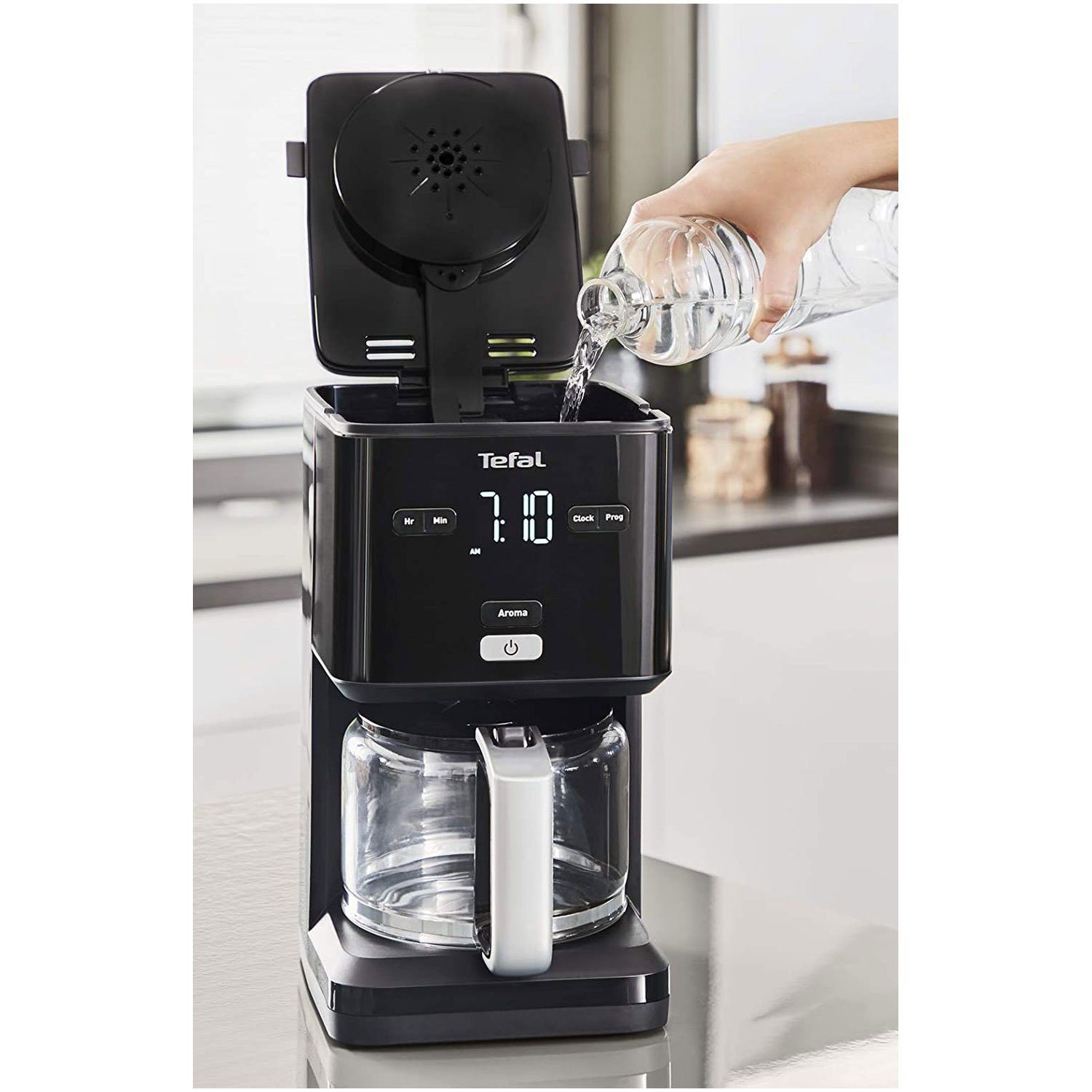 Kaffeekanne, Aroma-Funktion, Tefal 1.25l CM600810, Warmhalte-Funktion Digitales LCD-Display, Filterkaffeemaschine 24h-Timer,