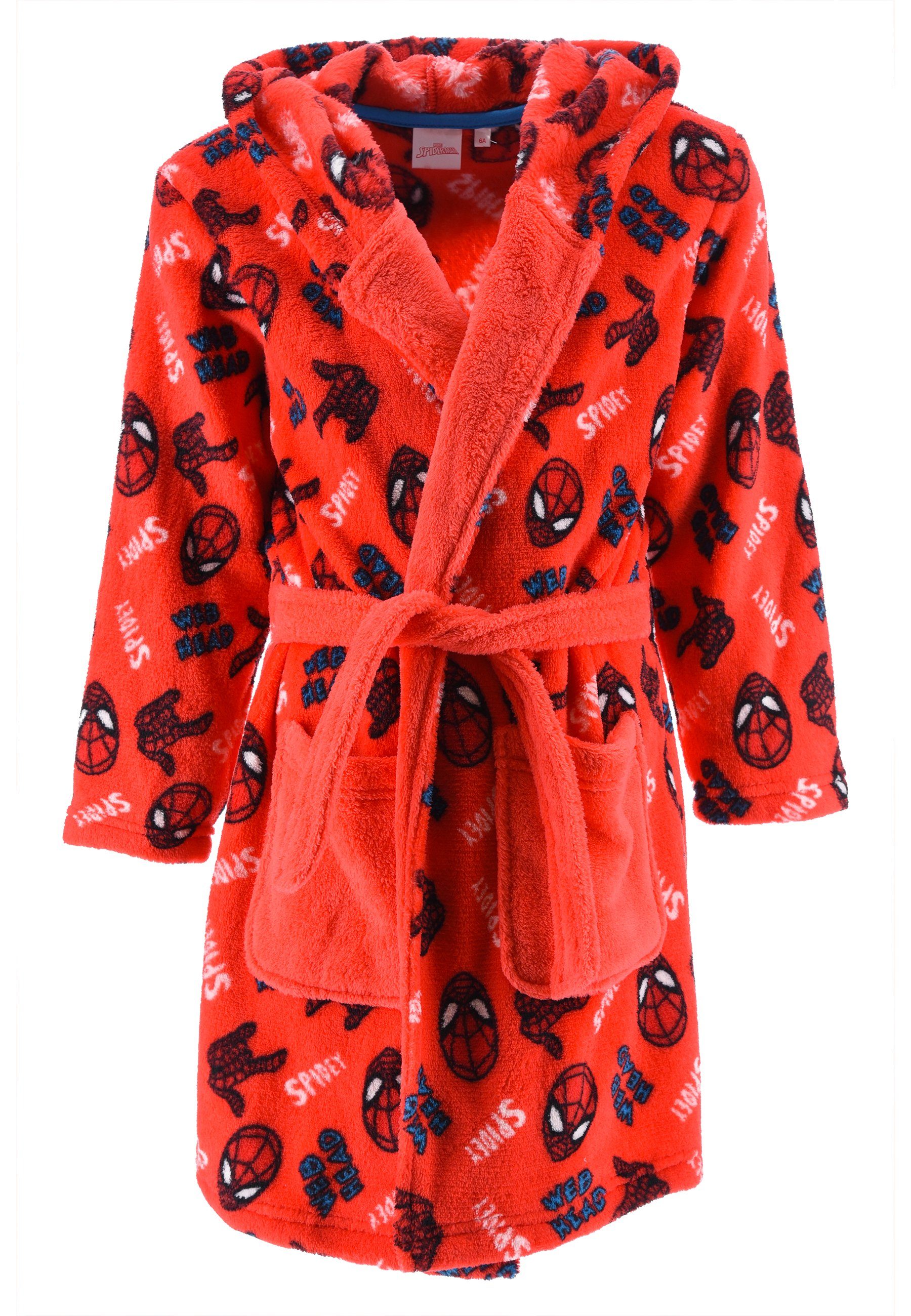 Spiderman Kinderbademantel Jungen Bademantel langarm Morgenmantel