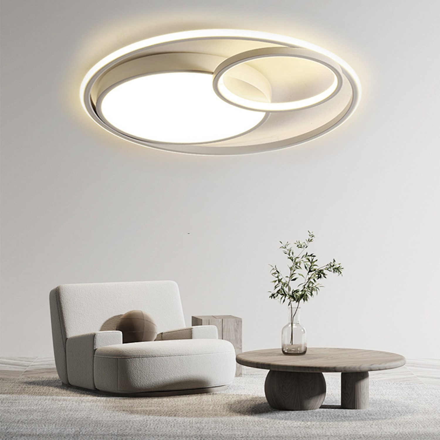 OYLCDI Deckenleuchten LED Deckenlampe Ø53cm,Dimmbar mit Fernbedienung für Wohnzimmer, LED fest integriert, 48W 3000-6500k, Modern Runde Wohnzimmer Schlafzimmer Arbeitszimmer Esszimmer Dekoration Lampen, Mit Speicherfunktion.Lichtfarbe- und Helligkeit einstellbar