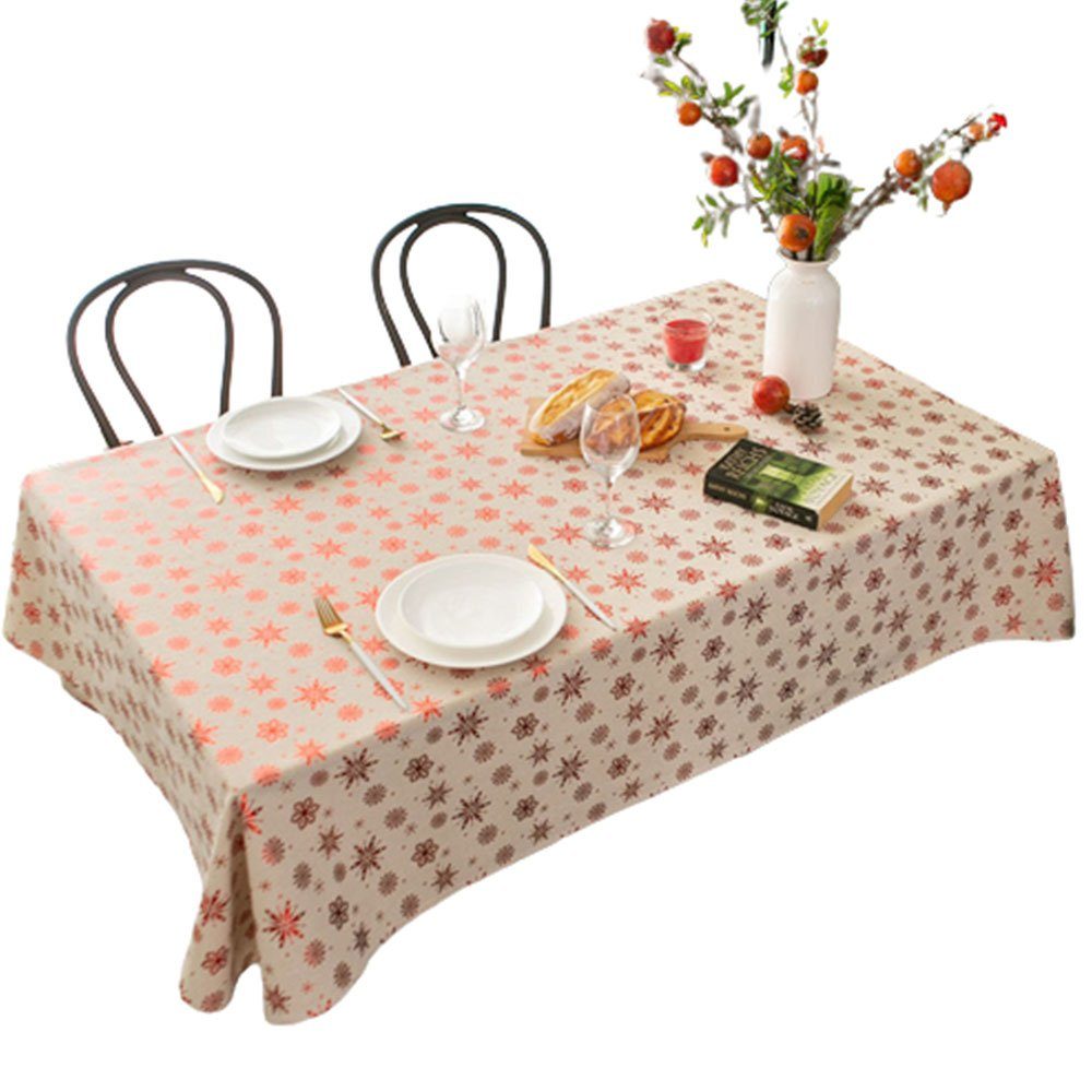 FELIXLEO Tischdecke Tischdecke Rechteckige Baumwolle und Leinen Bronzing Rot 140*180CM