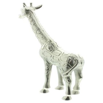 Home-trends24.de Dekofigur Giraffe Deko Figur Silber Antik Glänzend Skulptur Objekt Höhe 40 cm