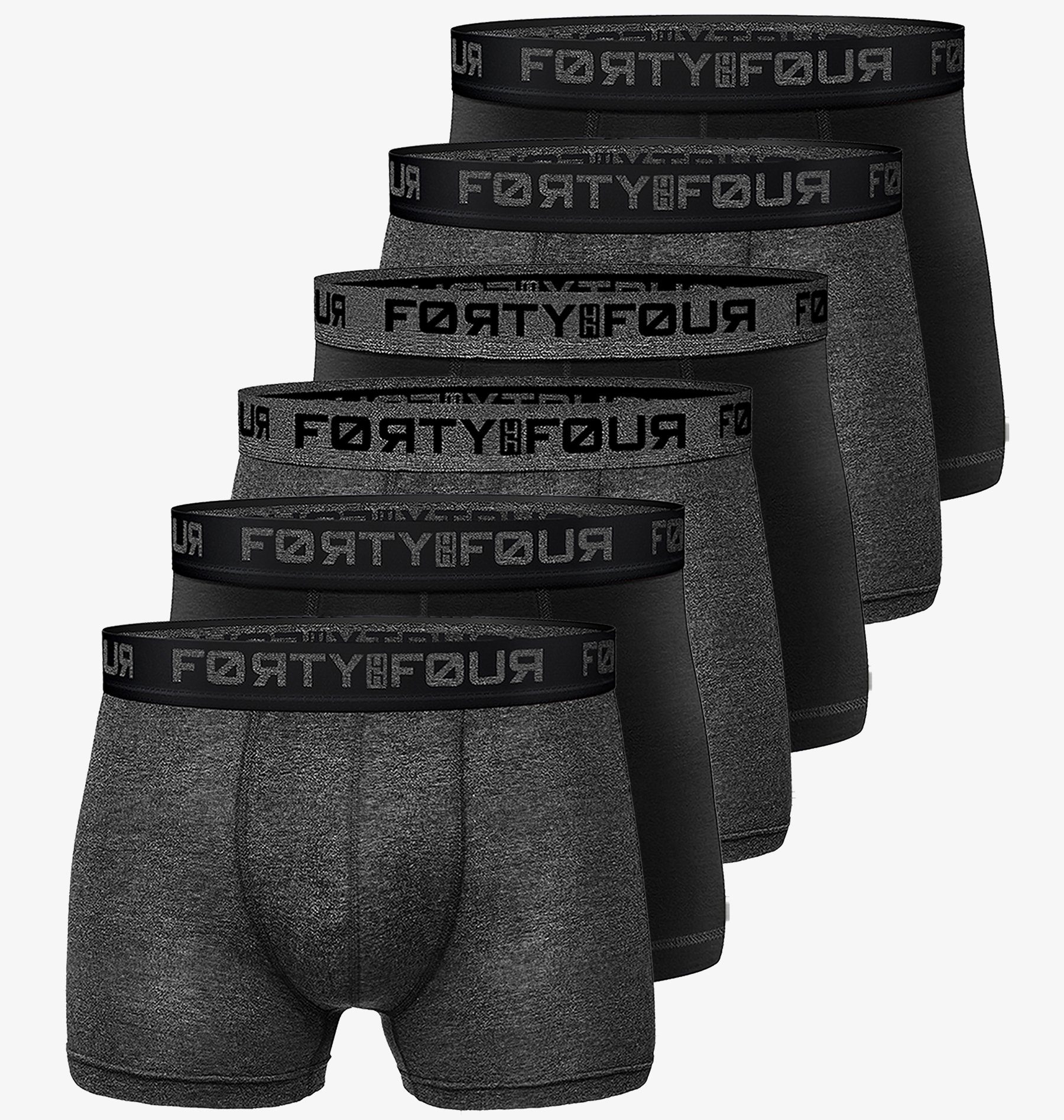 Unterhosen FortyFour Passform S Herren 6er (Vorteilspack, Qualität Baumwolle perfekte Boxershorts Pack) 706e-schwarz/anthrazit Männer - Premium 7XL