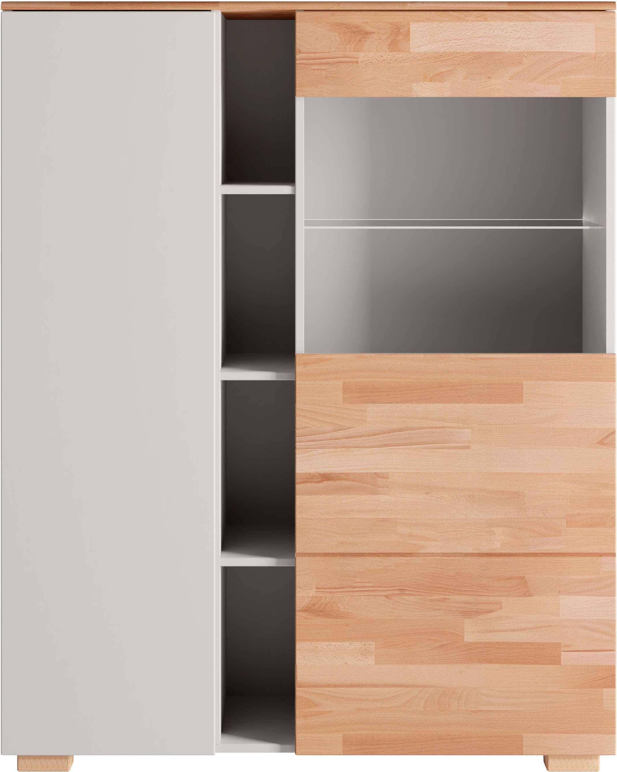 OTTO home Highboard Citra teilmassiv, Höhe 145cm, moderne grifflose Optik mit push to open Funktion