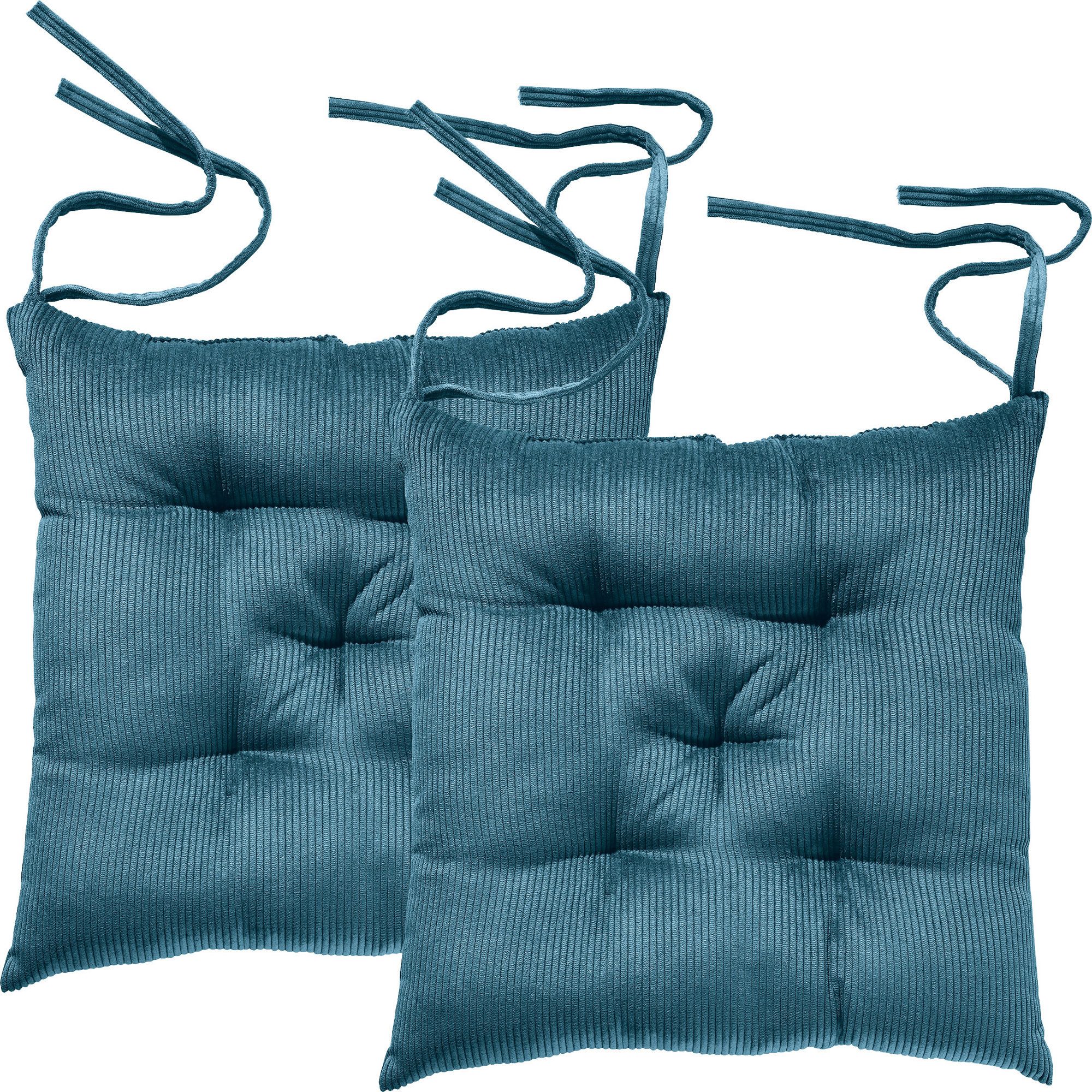 Erwin Müller Stuhlkissen Stuhlkissen "Glasgow" 2er-Pack, Cord Uni/Hoch- Tiefstruktur