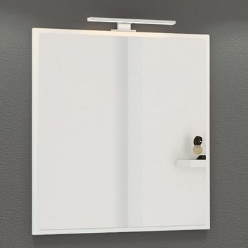 Lomadox Waschtisch-Set GHOM-03, (Spar-Set, 0-St), 60cm in Matt weiß Waschtisch mit LED-Spiegel 60/200/39 cm