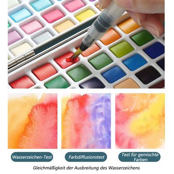 Juoungle Aquarellfarbe Aquarellfarben-Set in halben Pfannen Kunstzubehör für Reise Aquarell