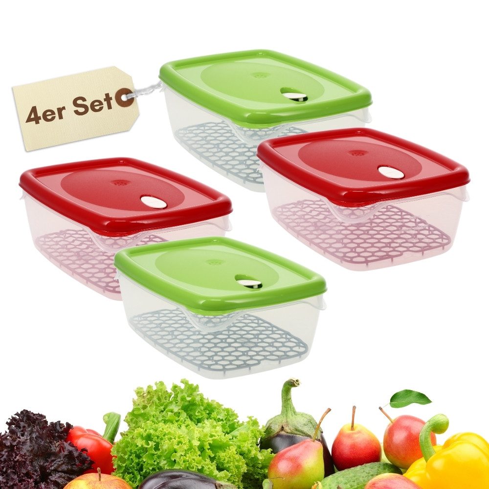 GarPet Frischhaltedose 4er Set Frischhaltedosen mit Deckel Abtropfgitter Gefrierdosen 5 L