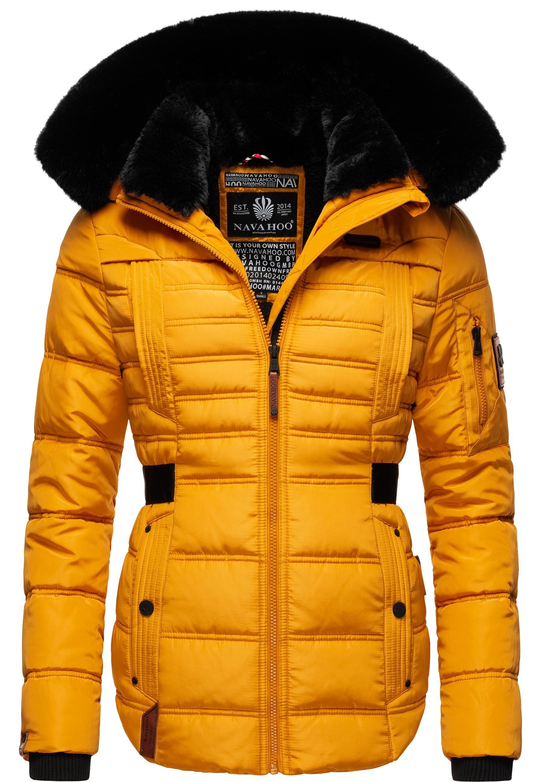 Navahoo Winterjacke Melikaa edler Kurzmantel mit abnehmbarem Kunstfellkragen