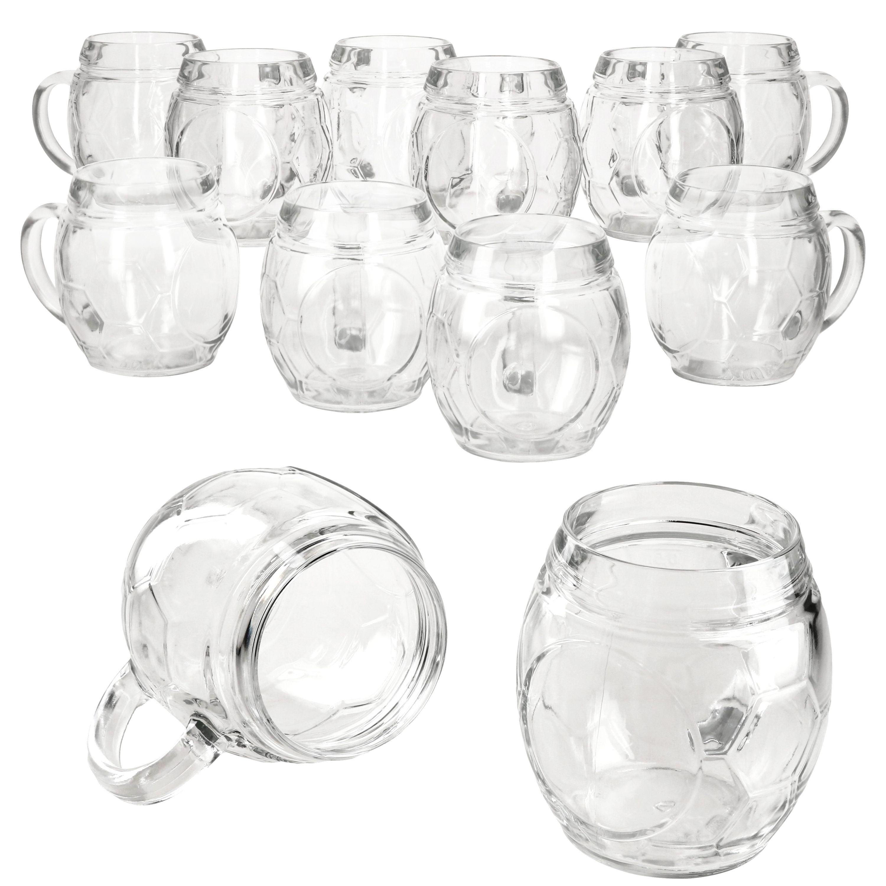 MamboCat Bierglas 12x Fußball Biergläser 0,5L geeicht Ball-Relief 12 Pers. Bierkrüge, Glas