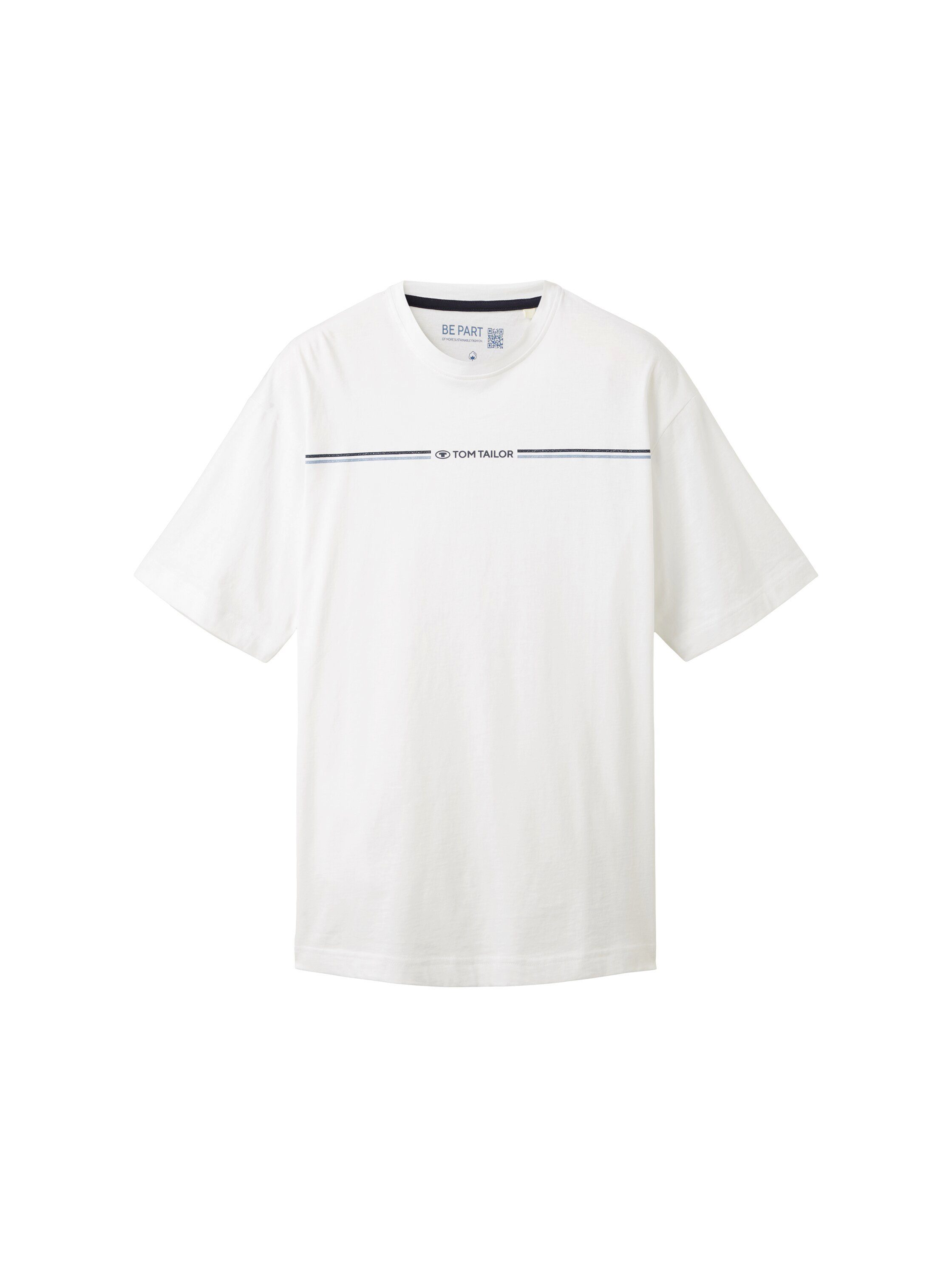 TAILOR Logofrontprint white T-Shirt TOM mit