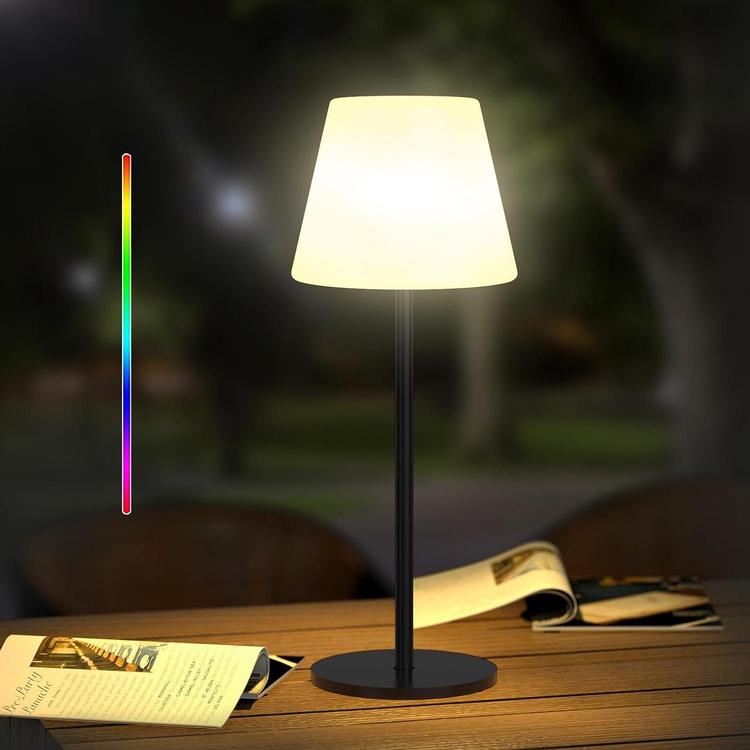 AKKEE LED Tischleuchte Outdoor Tischlampe LED Akku-Tischlampe Kabellos  Nachttischlampe, Dimmbar und RGB Tischleuchte Tragbare Farbwechsel, LED  fest