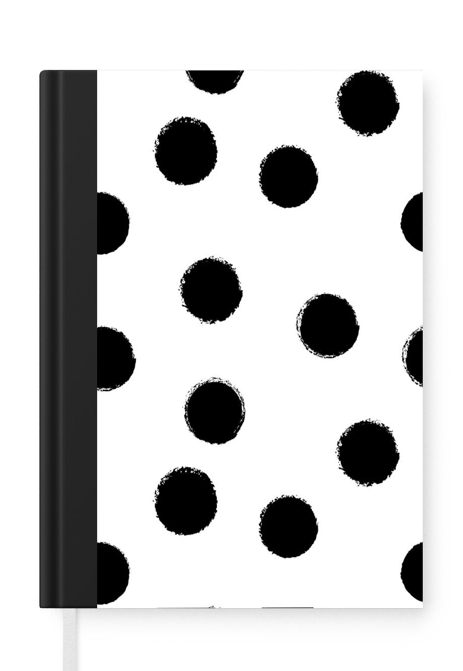 MuchoWow Notizbuch Polka dots - Muster - Schwarz und weiß, Journal, Merkzettel, Tagebuch, Notizheft, A5, 98 Seiten, Haushaltsbuch | Notizbücher