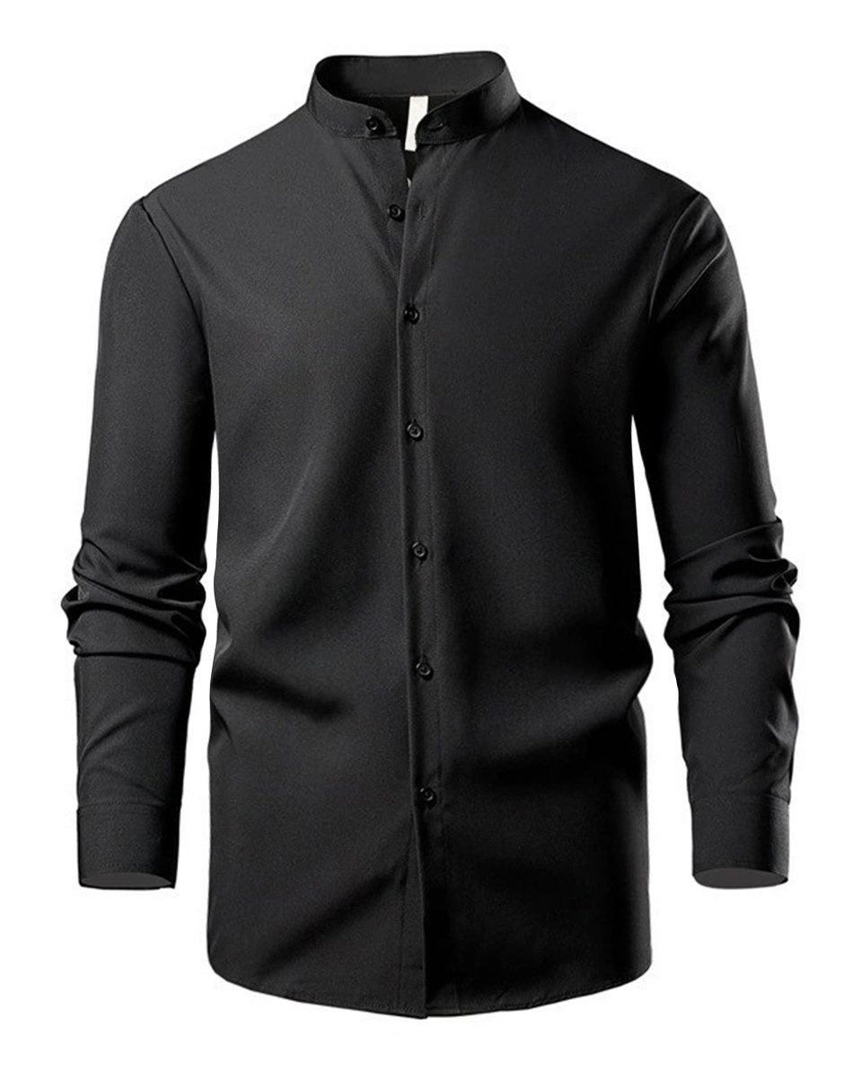 Allthemen Langarmhemd mit Stehkragen Slim Fit günstig online kaufen