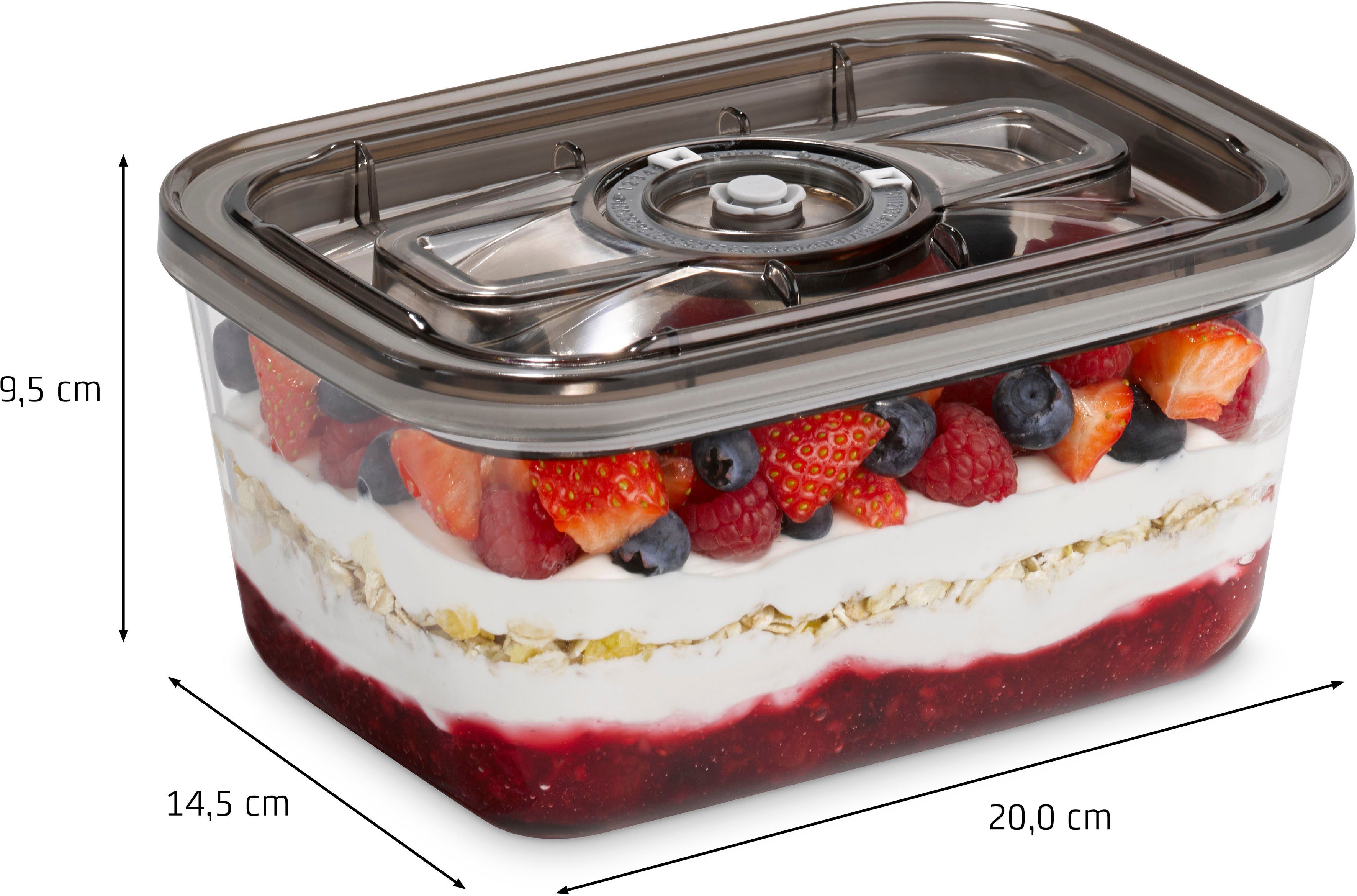 Caso Vakuumbehälter 1177 VacuBoxx Eco-Set, Glas, Kunststoff, (Set, 4-tlg., 1 Vakuumschlauch mit Adapter), 3 Glasbehälter mit Kunststoffdeckel – Bild 4 von 5