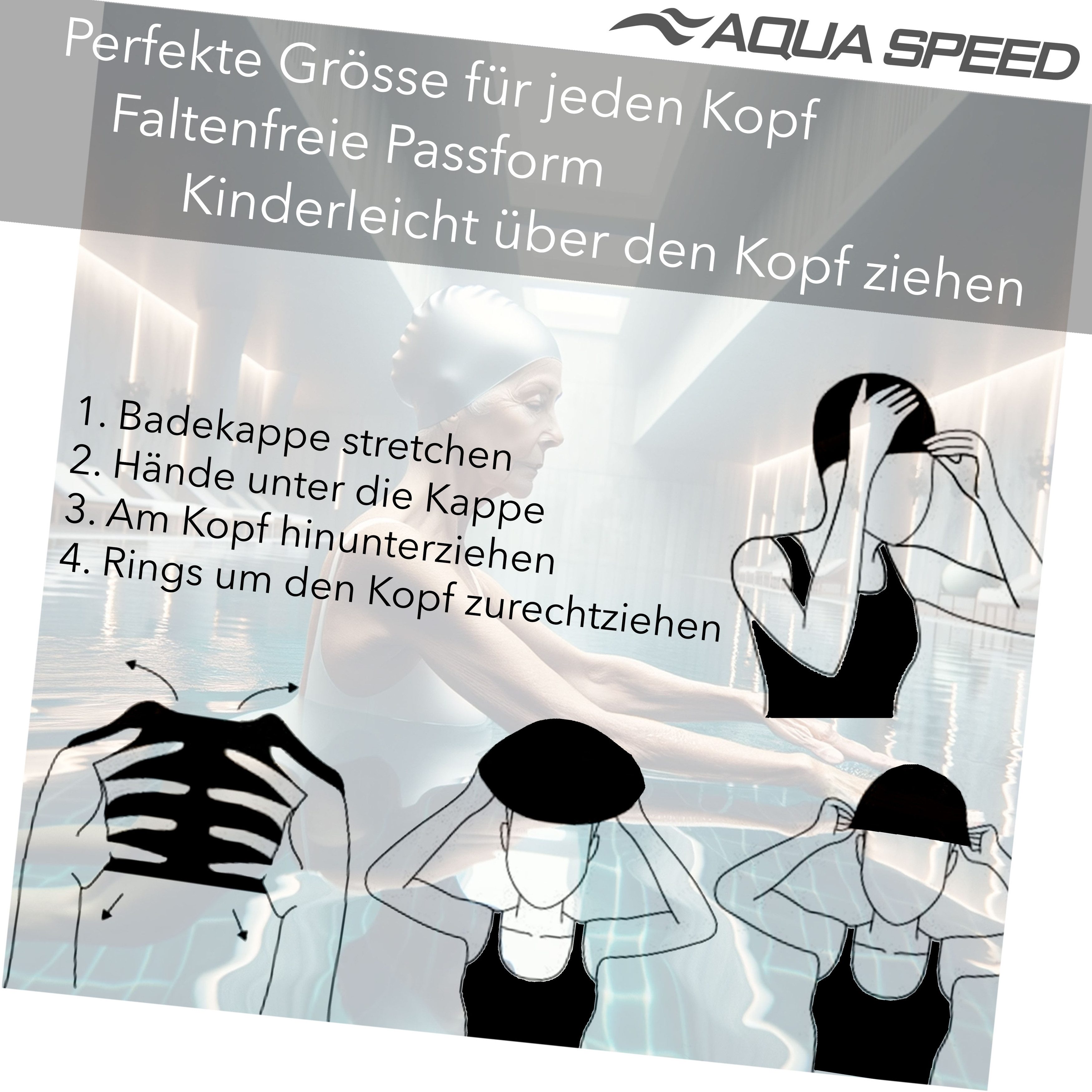 Aqua Speed Badekappe Bombasic / Bombastic TIC TAC (Schwimmkappe für Aqua Fitness), Elastische Aqua Fitness Schwimmhaube