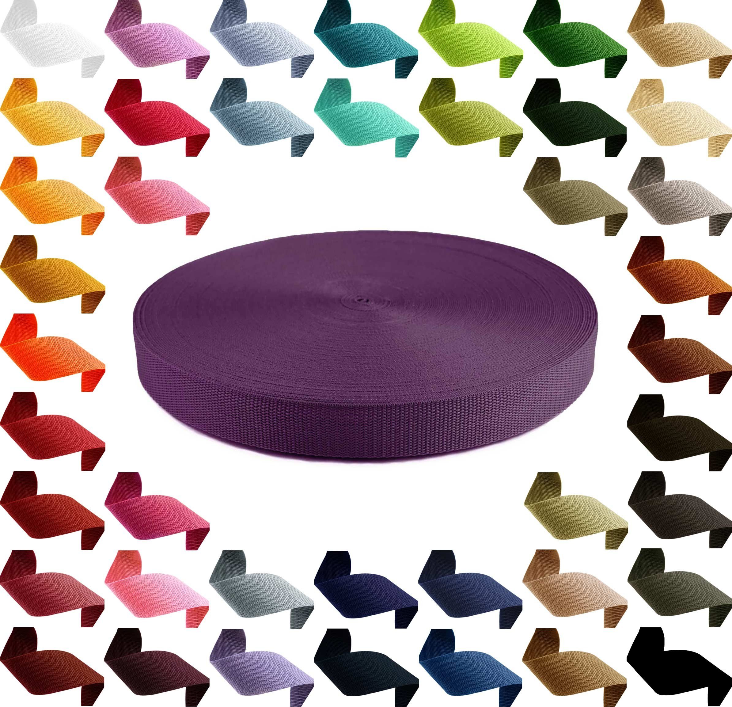 Farbwahl Gurtband, pflaume breit, 50mm 12m Polypropylen, stark, maDDma 1,3mm Rollladengurt, 174 PP