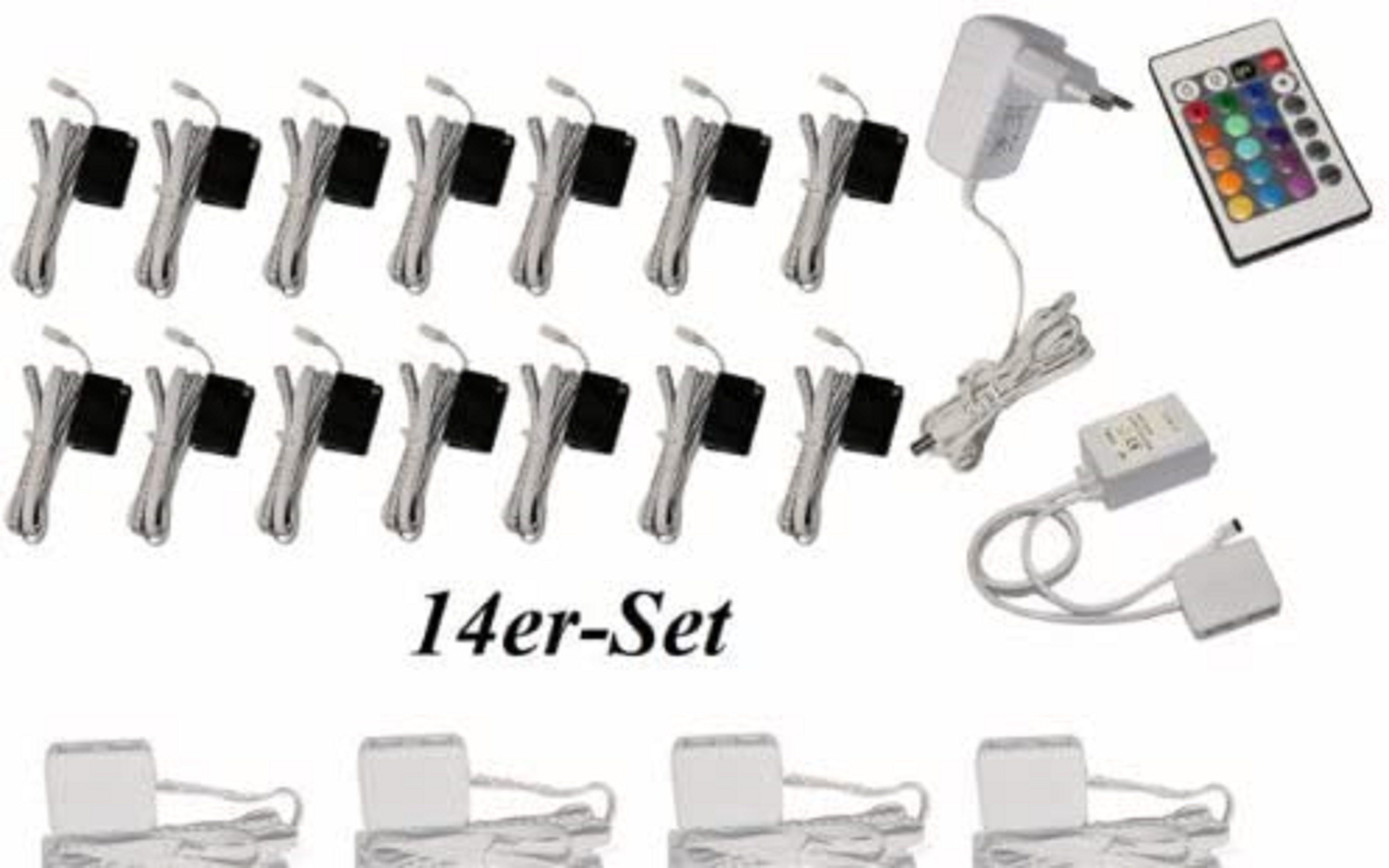 TRANGO LED Glaskantenbeleuchtung, 14er Set RGB günstig online kaufen
