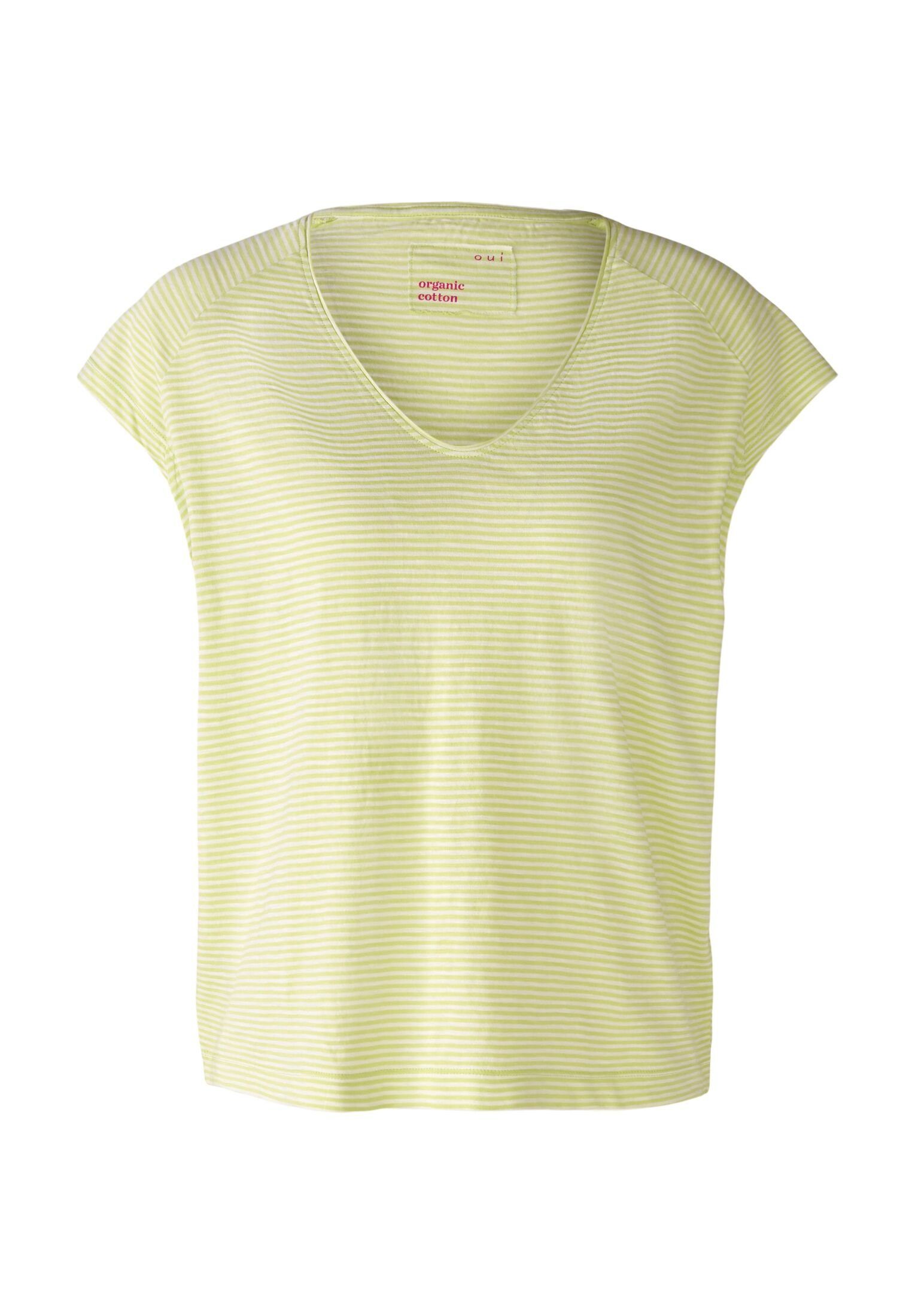 Oui T-Shirt T-Shirt aus 100% Bio-Baumwolle lt yellow white
