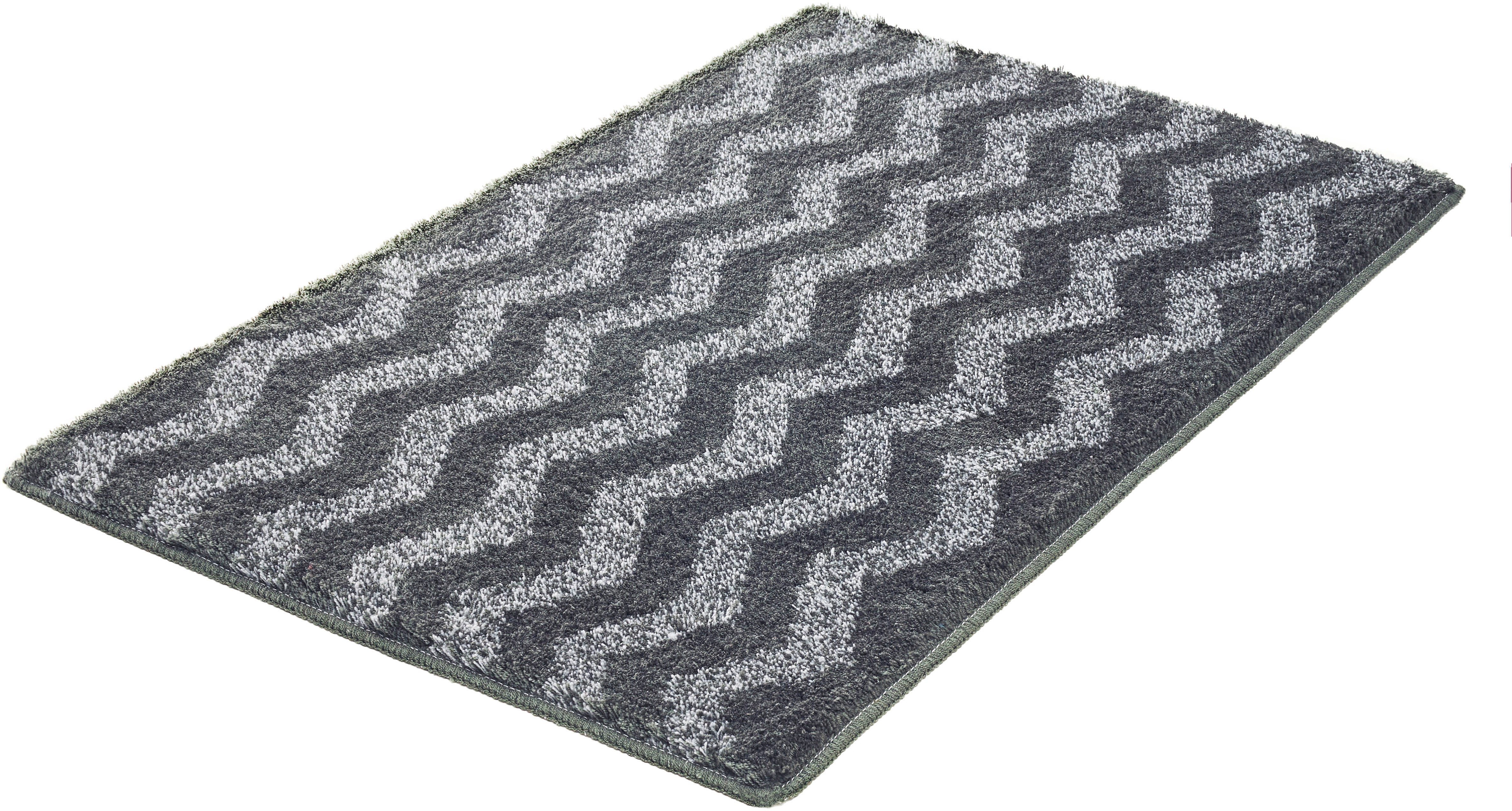 Kleine Wolke Badematte »Zack«, Badvorleger, Badezimmer Teppich, Höhe 20 mm, rutschhemmend beschichtet, fußbodenheizungsgeeignet, Polyacryl, rechteckig, Badteppich, modernes Zickzack Design, Ton in Ton