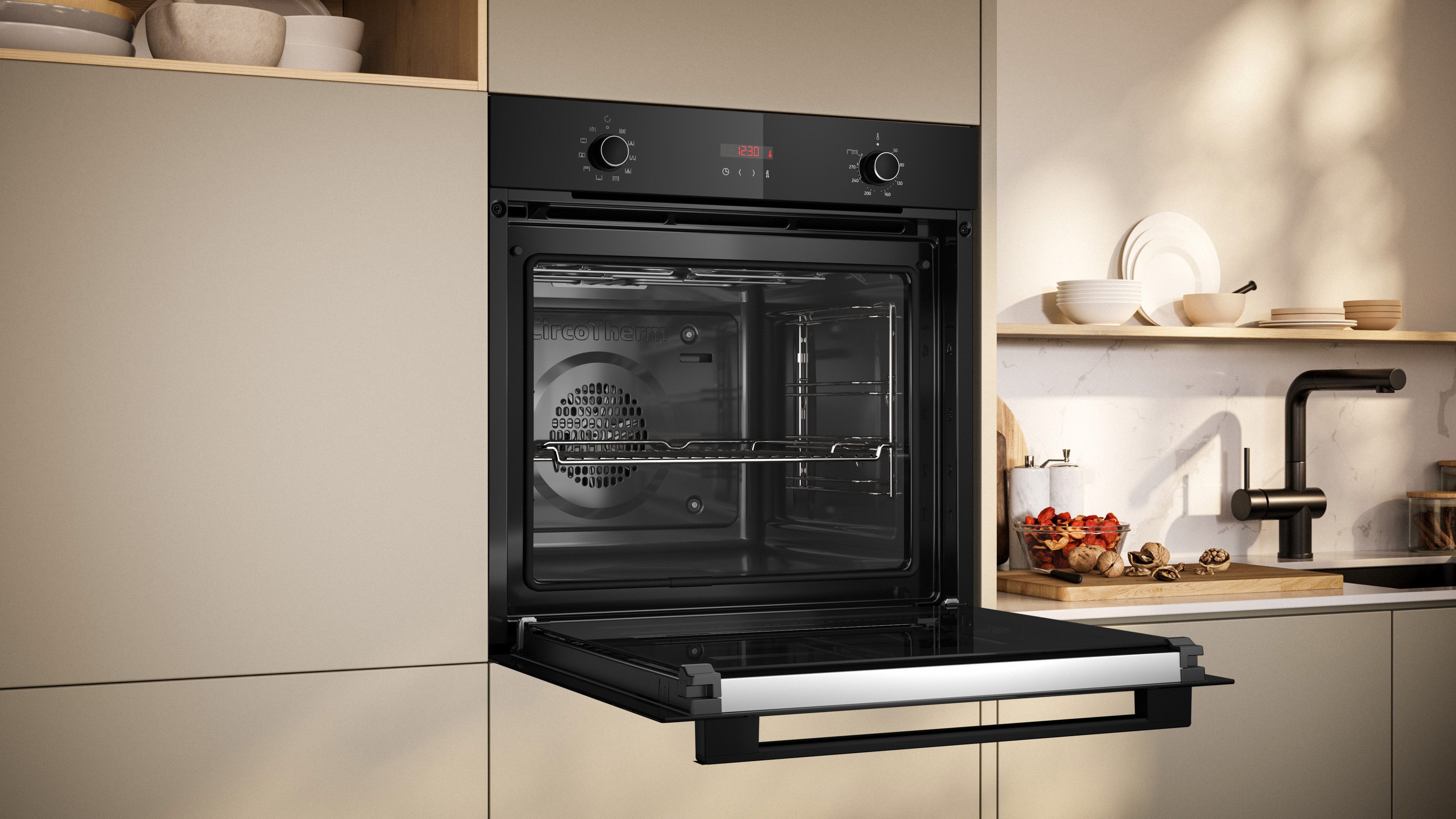 NEFF Backofen-Set BX46PIB0, mit Teleskopauszug nachrüstbar, Pyrolyse-Selbstreinigung, Mühelose Pyrolyse-Reinigung & Backen auf 3 Ebenen mit CircoTherm®