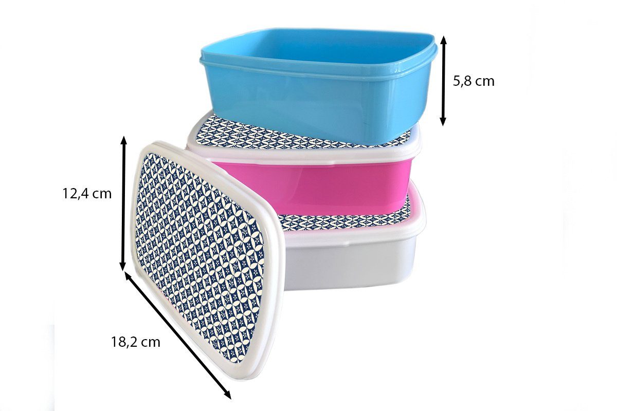 Blau, Muster Lunchbox rosa Kunststoff, Brotdose Kunststoff - Snackbox, für Erwachsene, Kinder, Japan Mädchen, MuchoWow - Brotbox (2-tlg),
