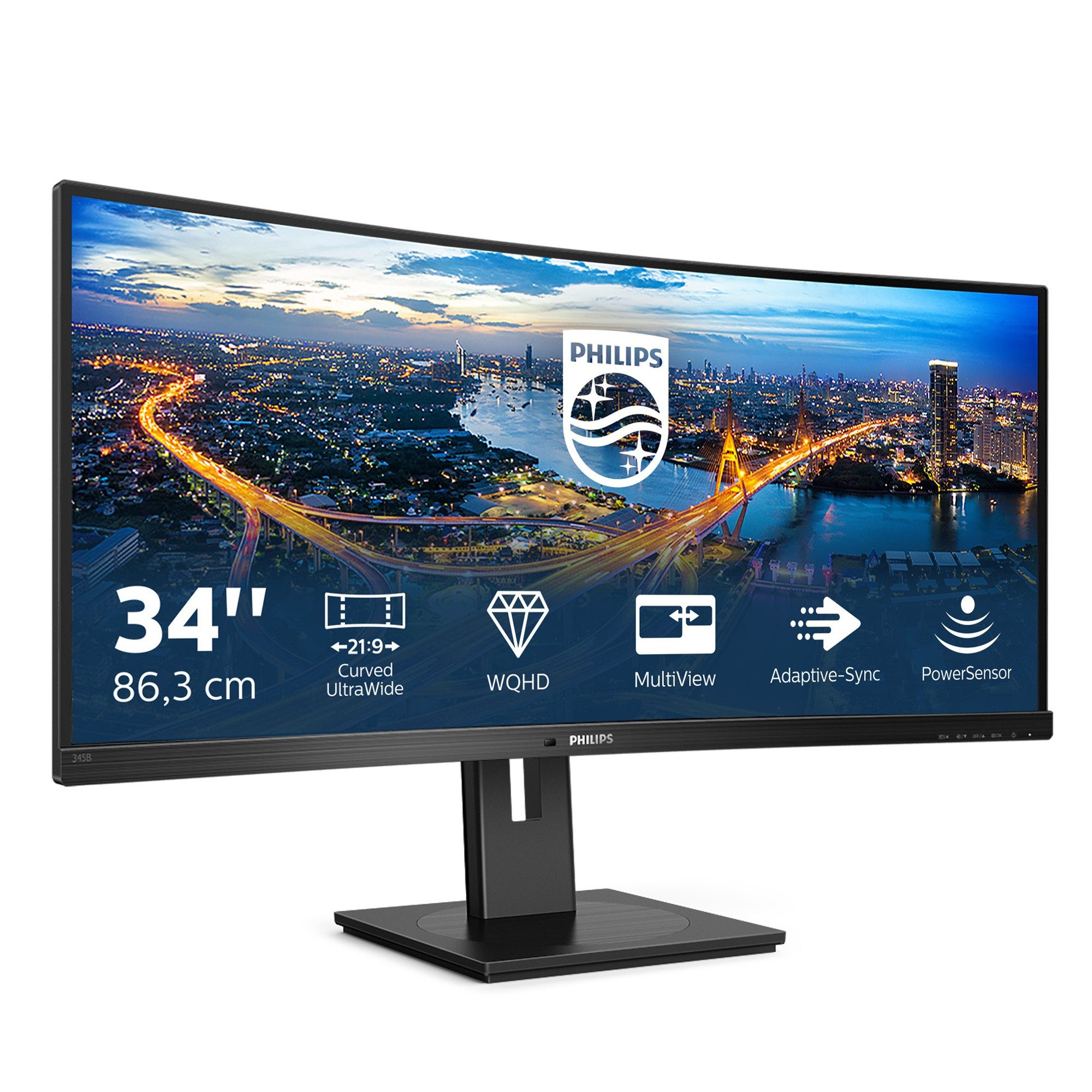 Philips 345B1C/00 TFT-Monitor (86,4 cm/34 ", 3440 x 1440 px, WQHD, 4 ms Reaktionszeit, 100 Hz, VA LCD)