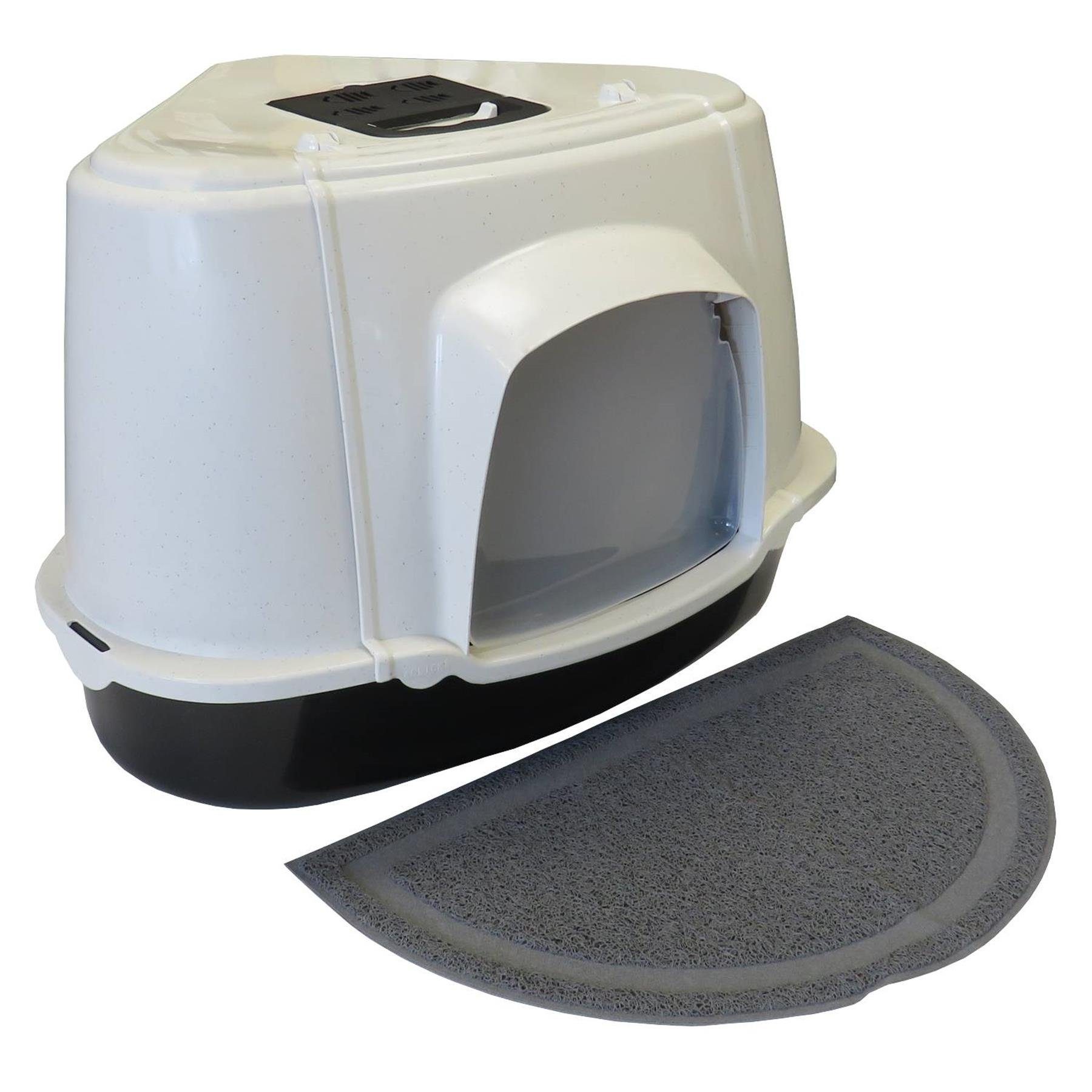 Katzentoilette Sparpack XXL Katzentoilette ORLANDO CORNER inkl. halbrunde Streumatte