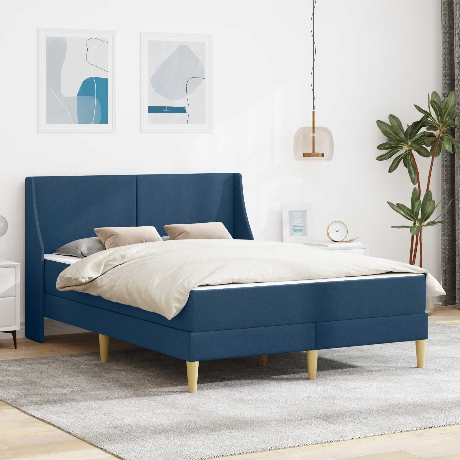 Boxspringmatratze Bettgestell mit Matratze mit Kopfteil Polyester, vidaXL