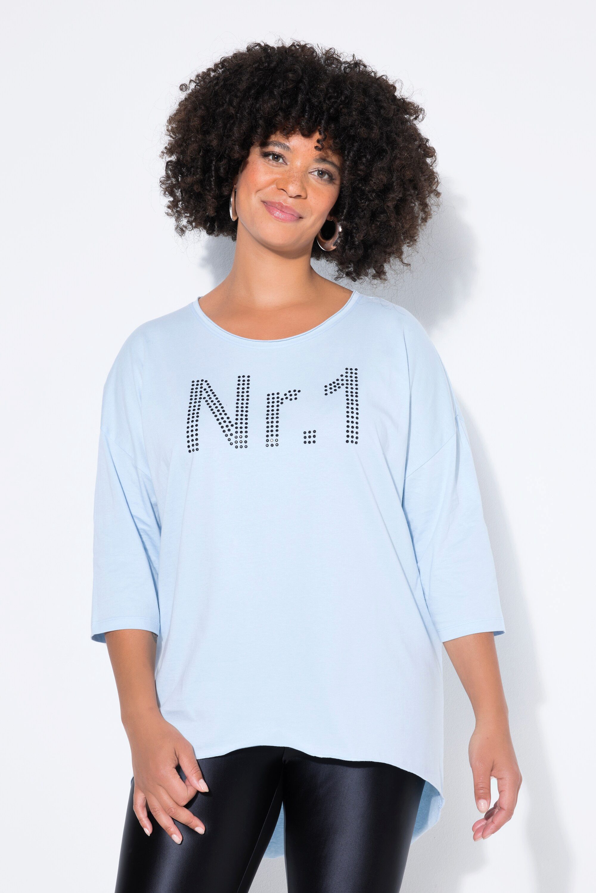 Angel of Style Longshirt Longshirt oversized "No.1"-Motiv aus Ziersteinchen