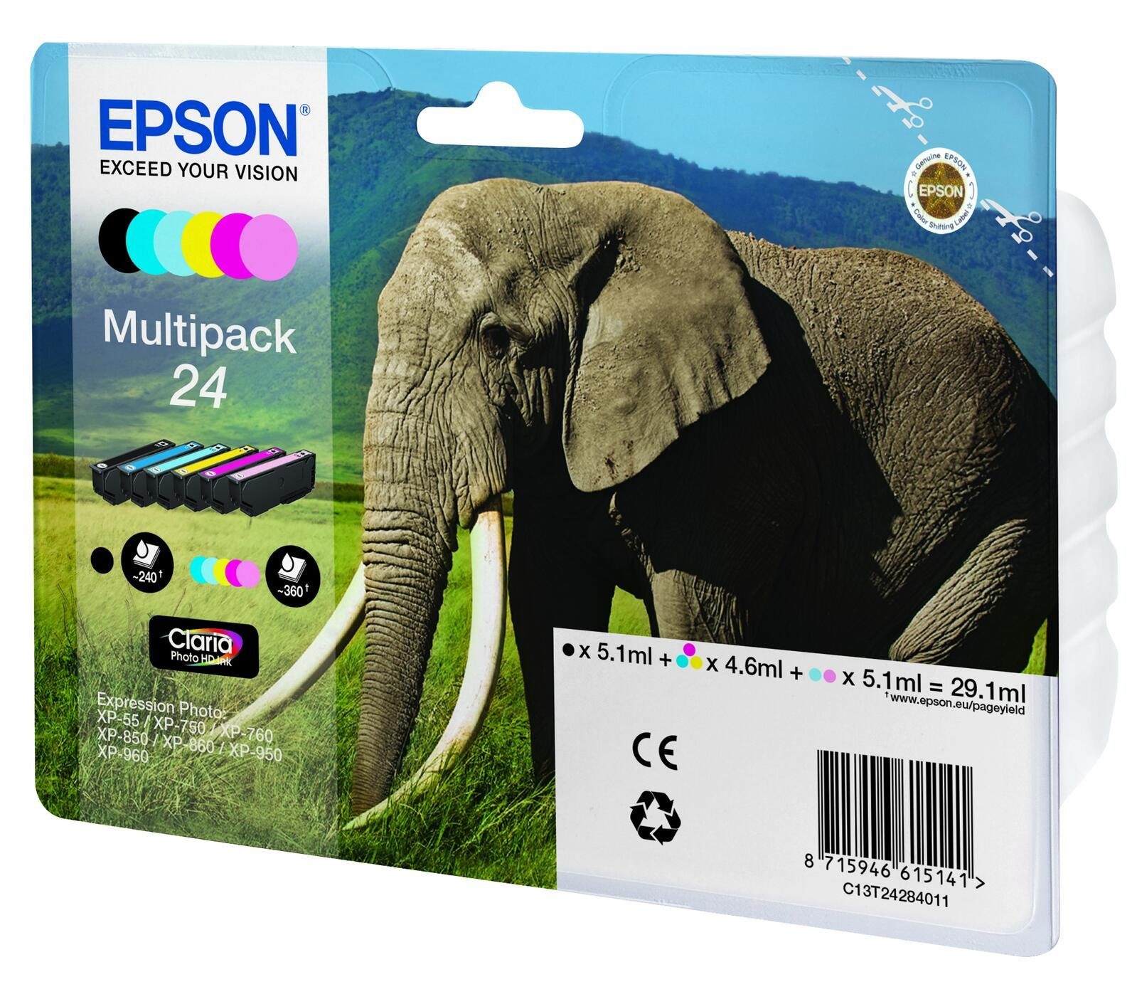 Thumbnail - Epson Epson 24 Elefant Druckerpatronen 6er Multipack Tintenpatrone