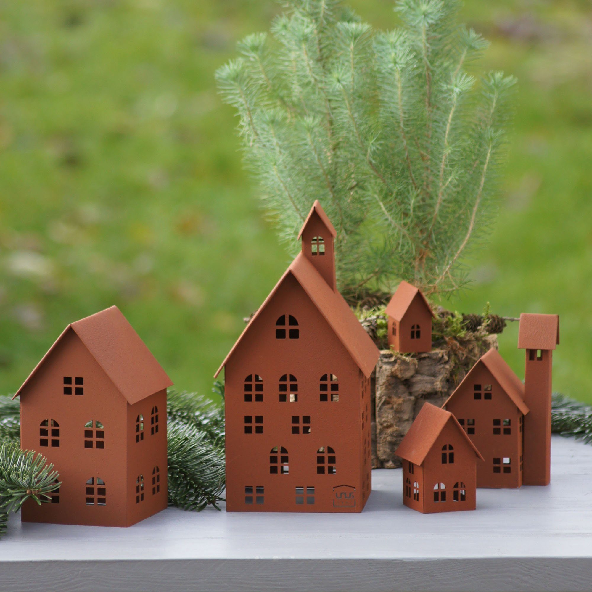 UNUS HOME Teelichthalter Deko Häuser Metall 5er Set (5 St., 5er Set verschi günstig online kaufen